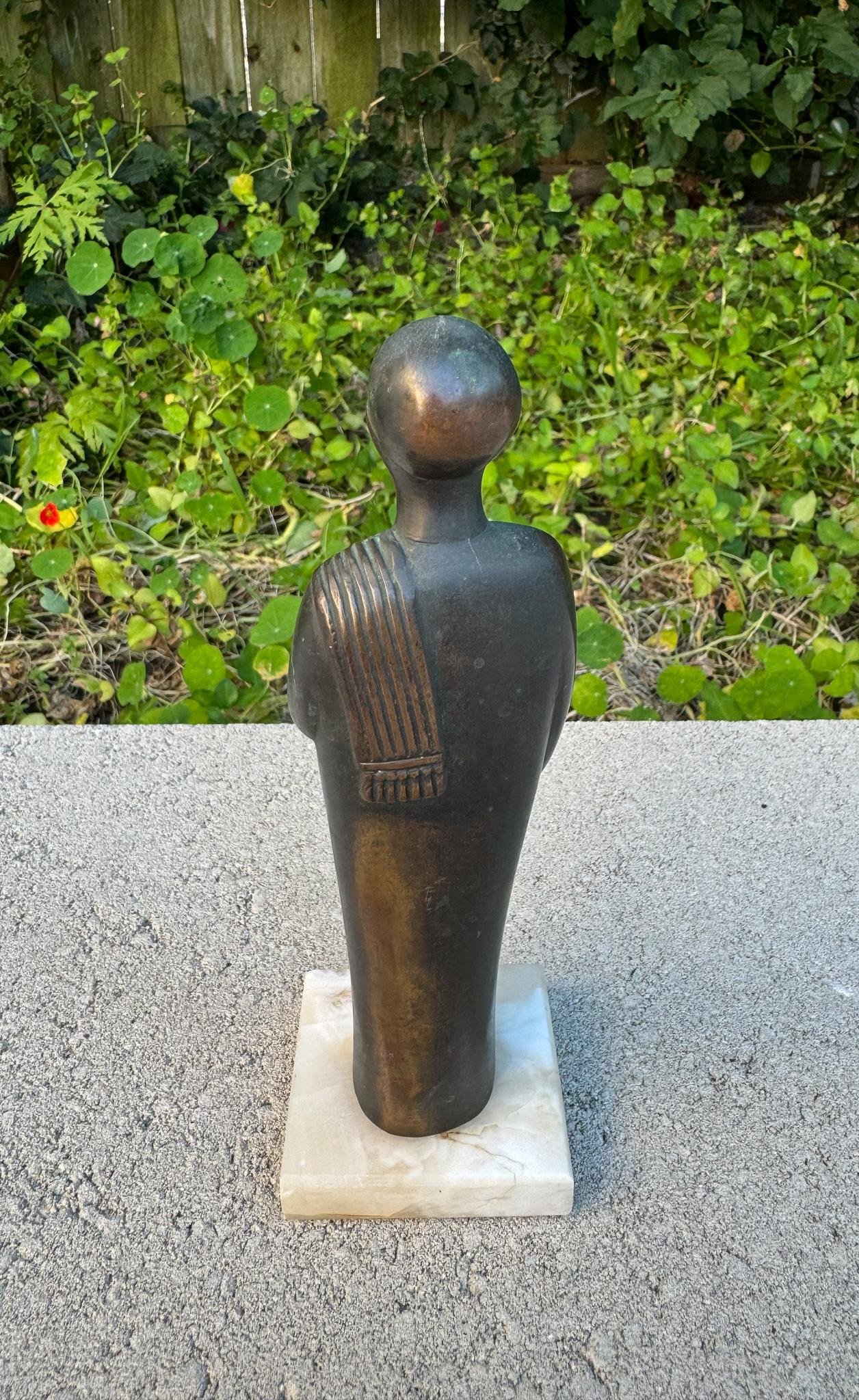Scultura figurativa in ottone massiccio e marmo, inizio XX secolo In condizioni buone in vendita a San Juan Capistrano, CA