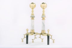 Coppia di androni in stile Regency in ottone massiccio/marmo