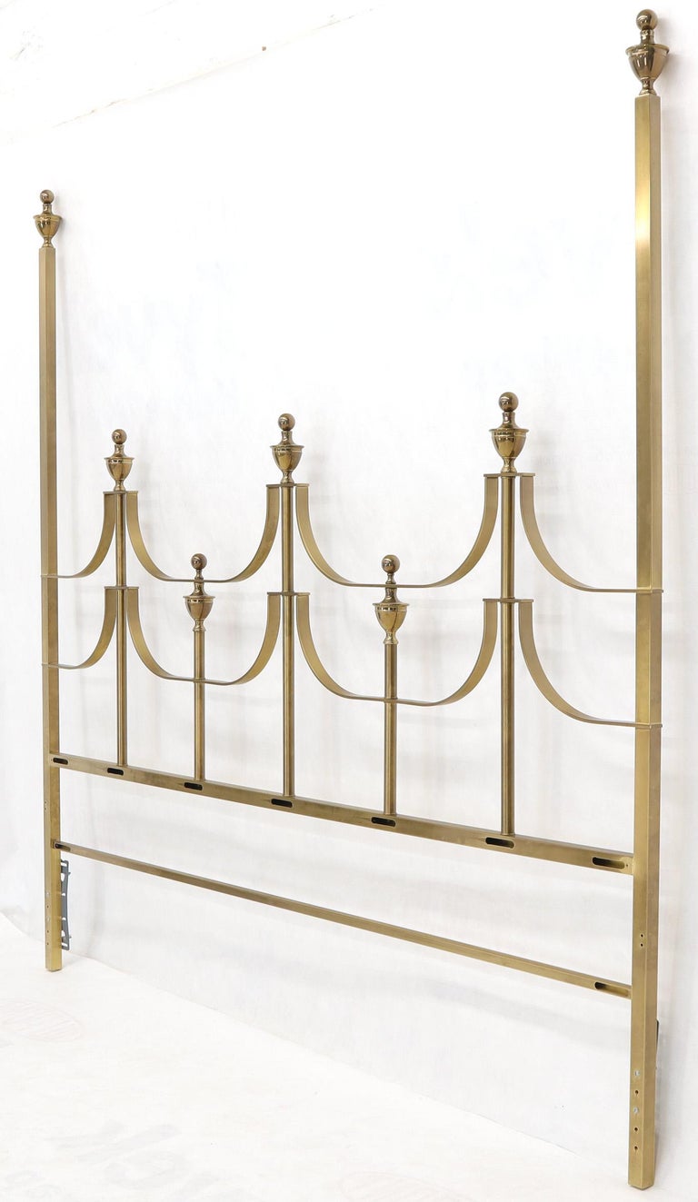 Solid Brass Mastercraft King Size Tall Headboard Bed For Sale at 1stDibs