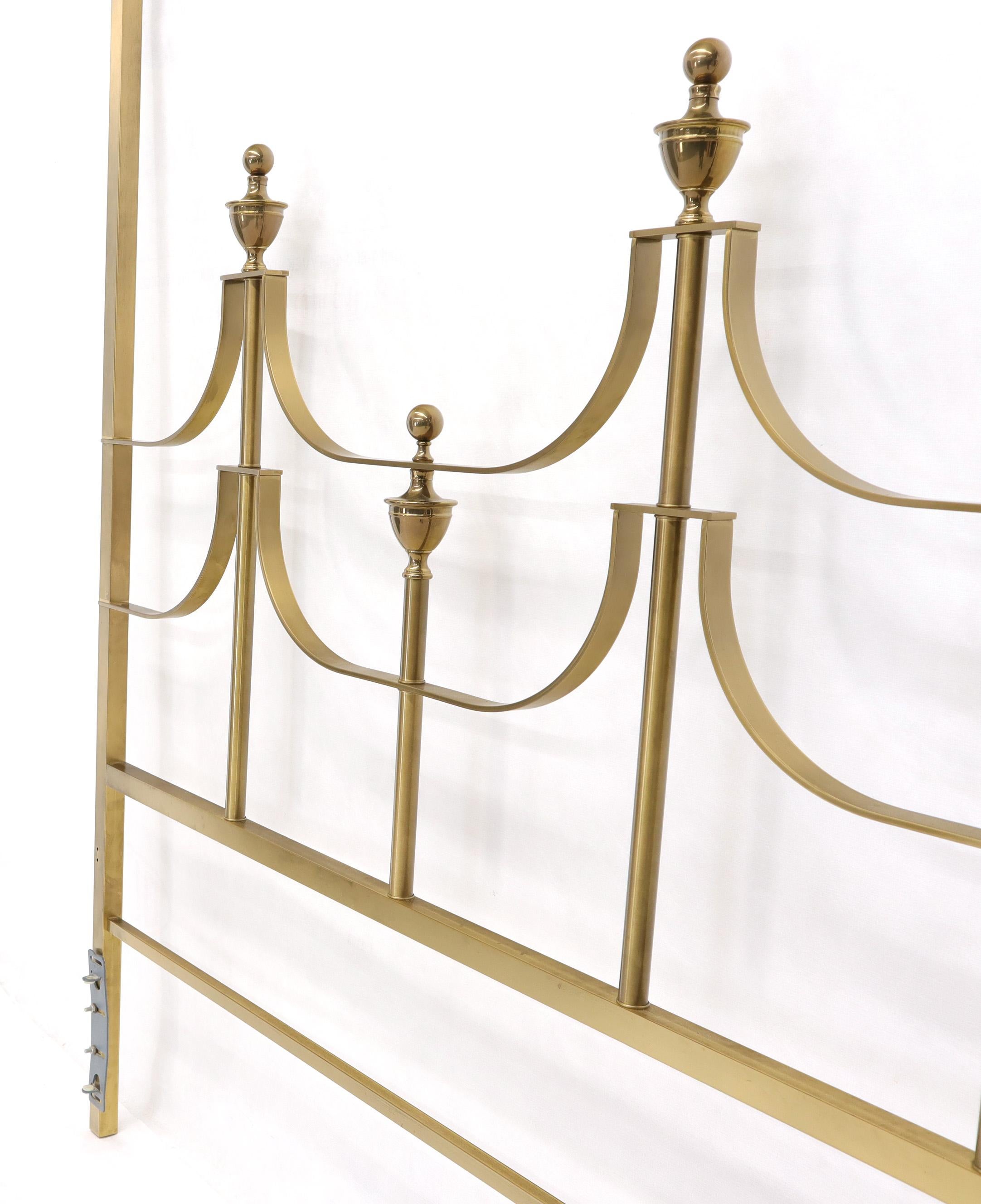 20th Century Solid Brass Mastercraft King Size Tall Headboard Bed For Sale