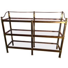 Solid Brass Mastercraft Three Tier Glass Book Shelf