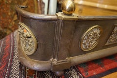 Solid Brass & Metal Victorian Fireplace Fender Surround with Floral Encasements