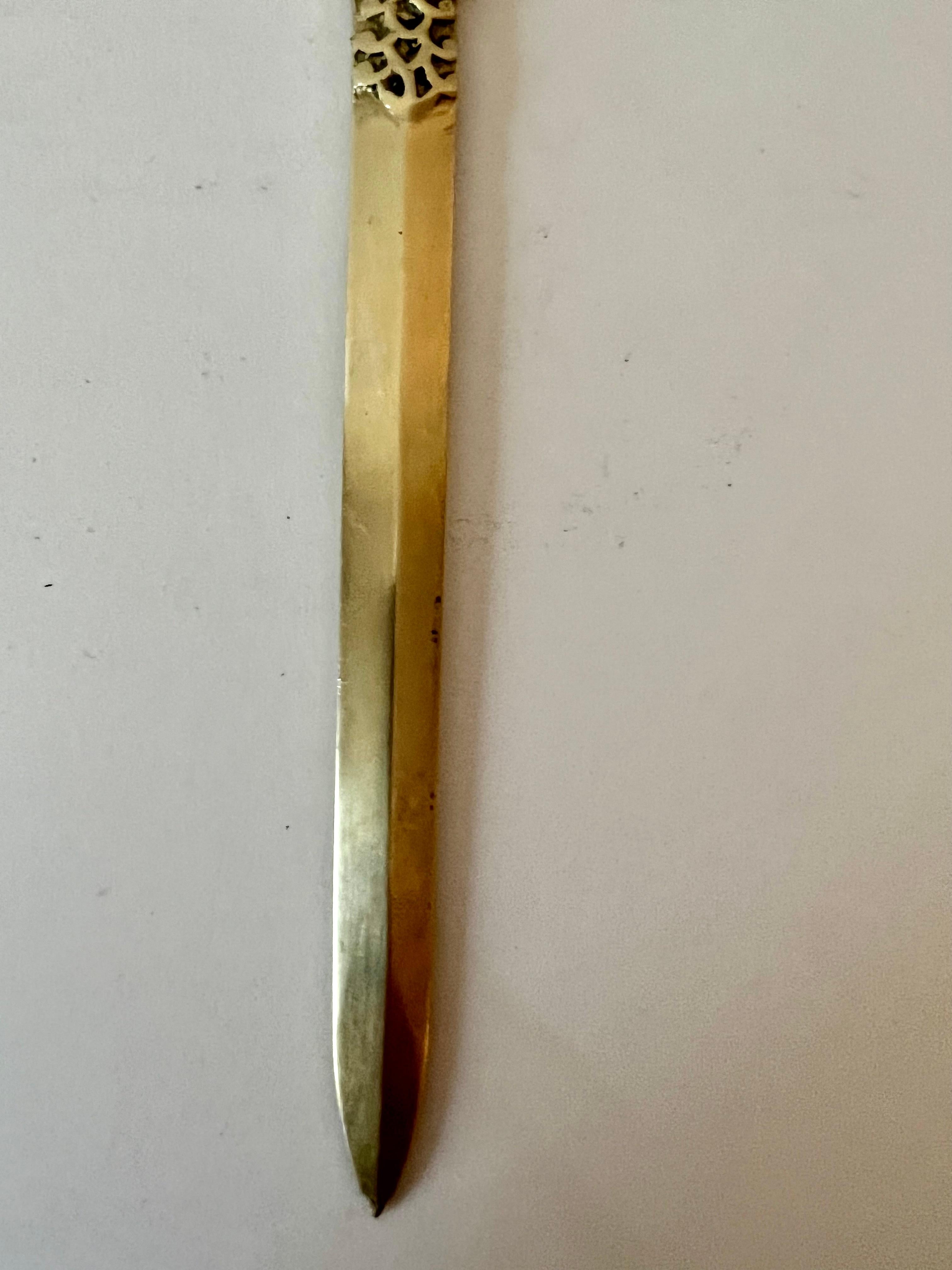 20th Century Solid Brass Mid Century Etruscan Horse Letter Opener For Sale