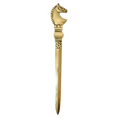 Used Solid Brass Mid Century Etruscan Horse Letter Opener