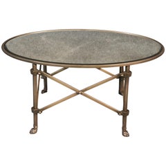 Solid Brass Mirrored Oval French Directoire Style Coffee Cocktail Table