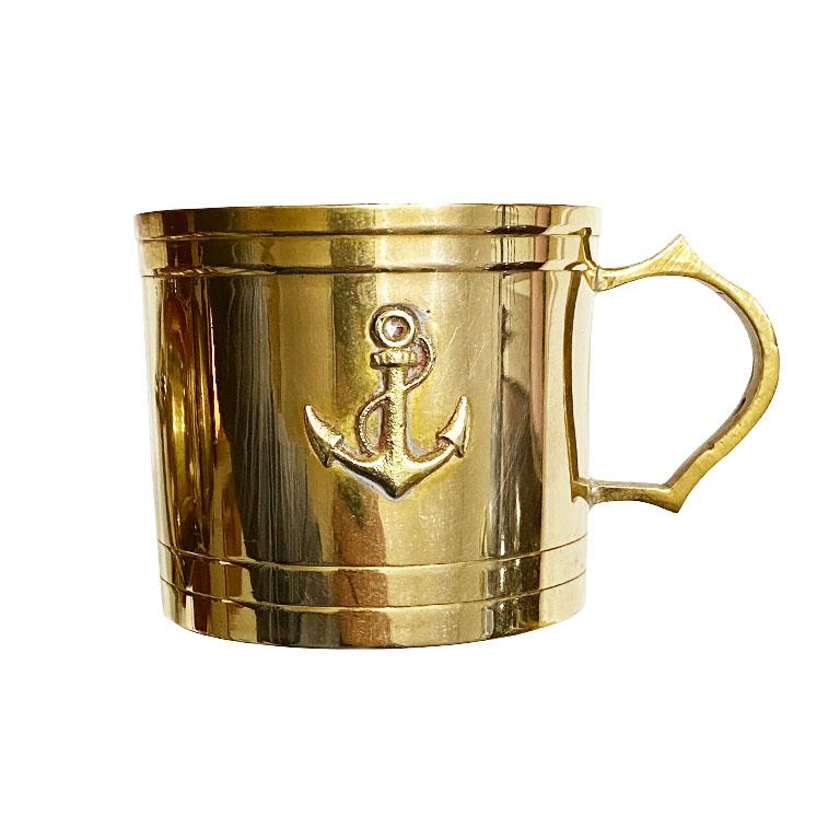 Mid-Century Modern Solid Brass Nautical Anchor Tea & Coffee Service for 6, France