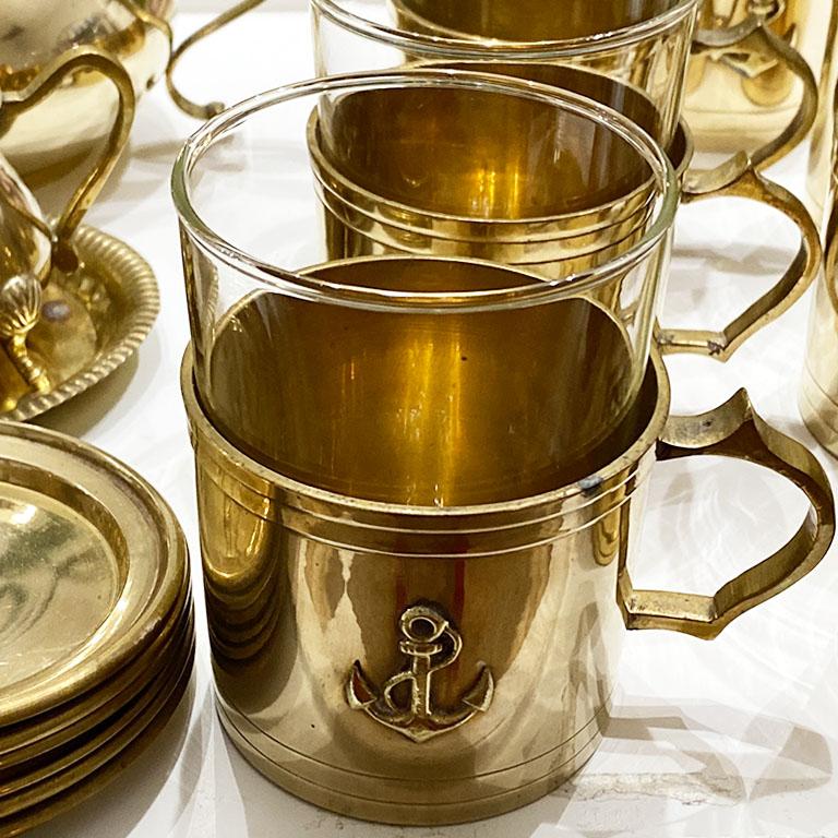 Solid Brass Nautical Anchor Tea & Coffee Service for 6, France 1