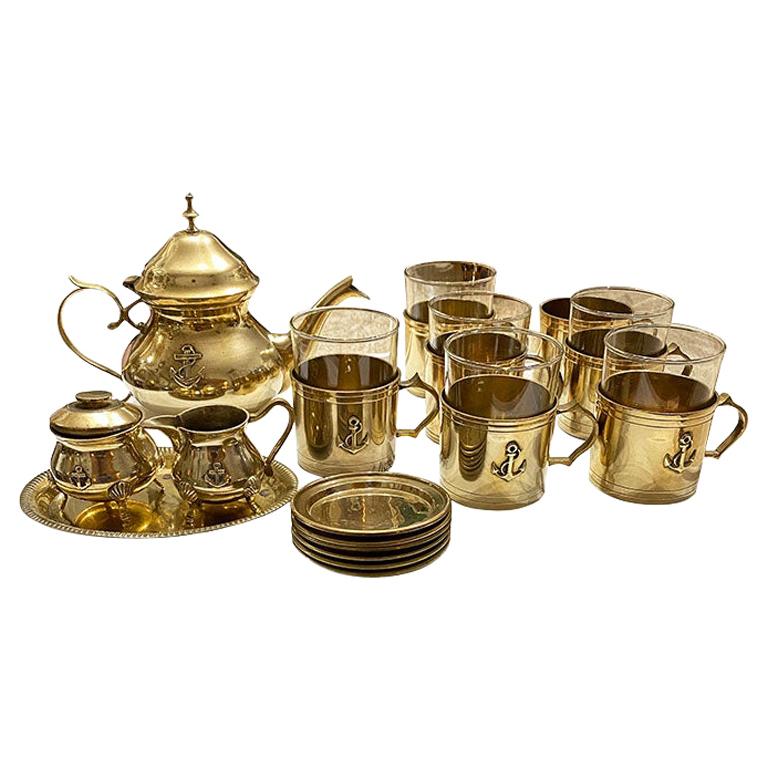 Solid Brass Nautical Anchor Tea & Coffee Service for 6, France