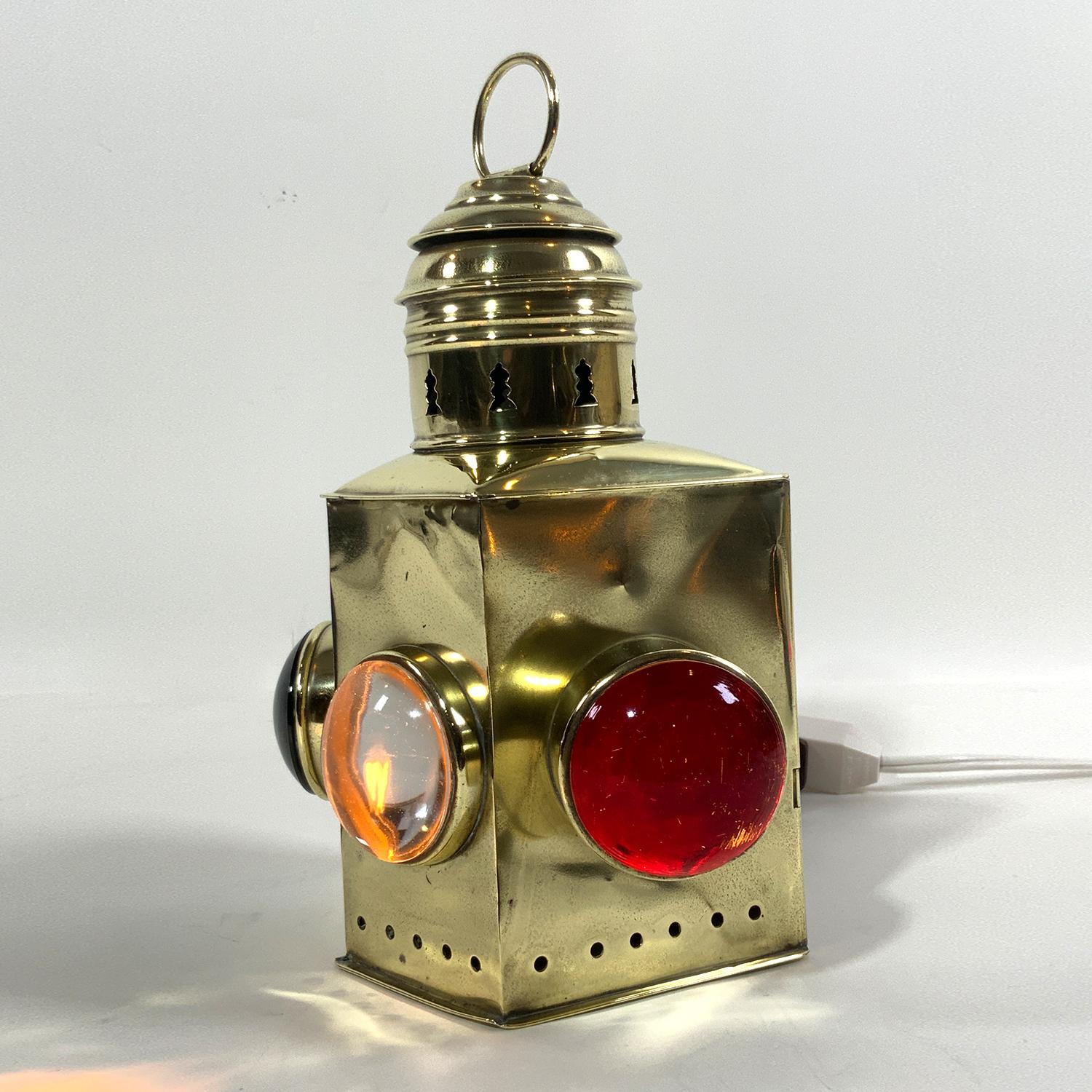 Lacquered Solid Brass Nautical Bow Lantern For Sale