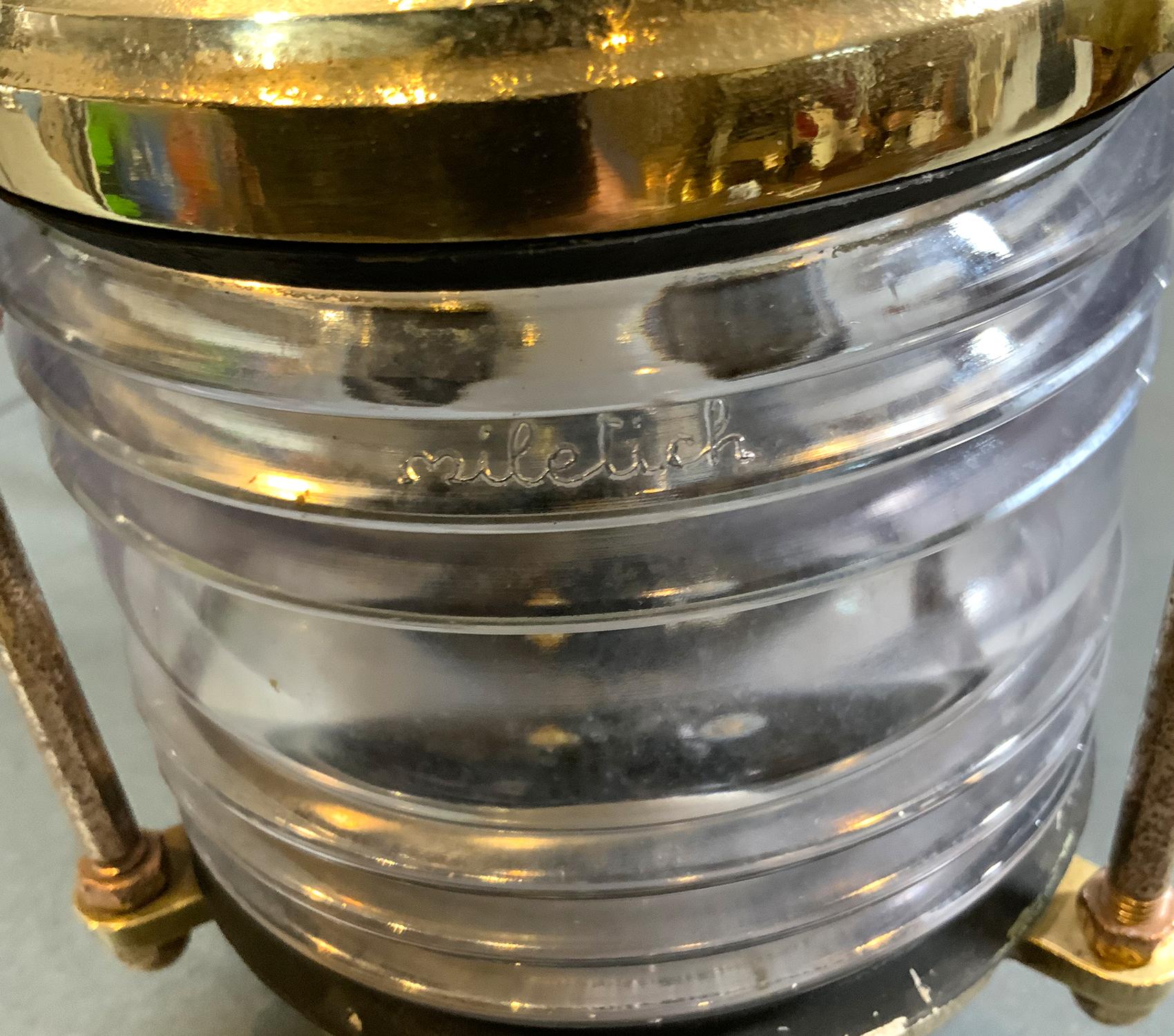 Polished Solid Brass Nautical Dock Light For Sale