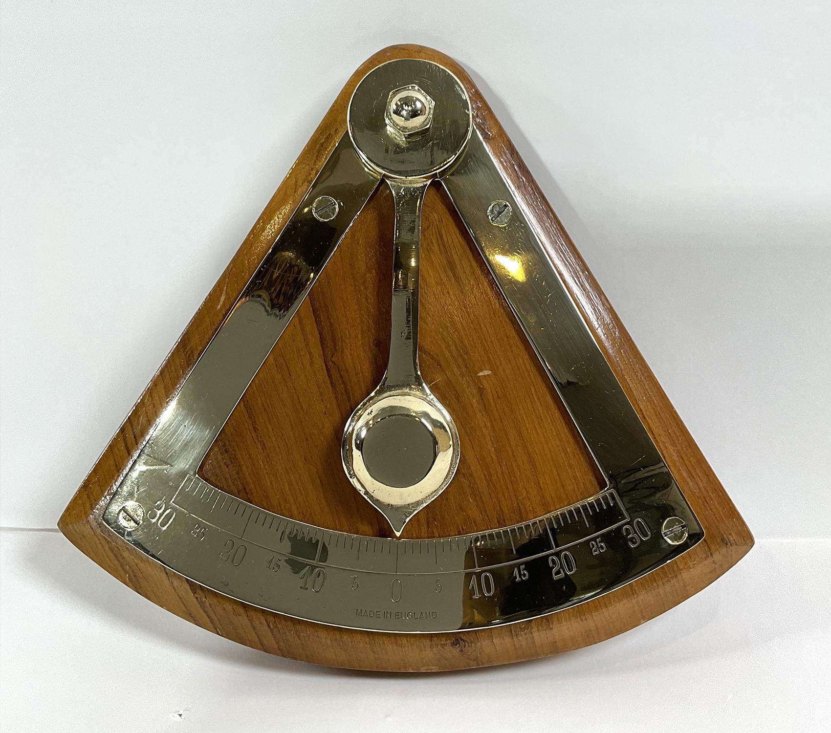 Solid Brass Nautical Inclinometer In Good Condition In Norwell, MA
