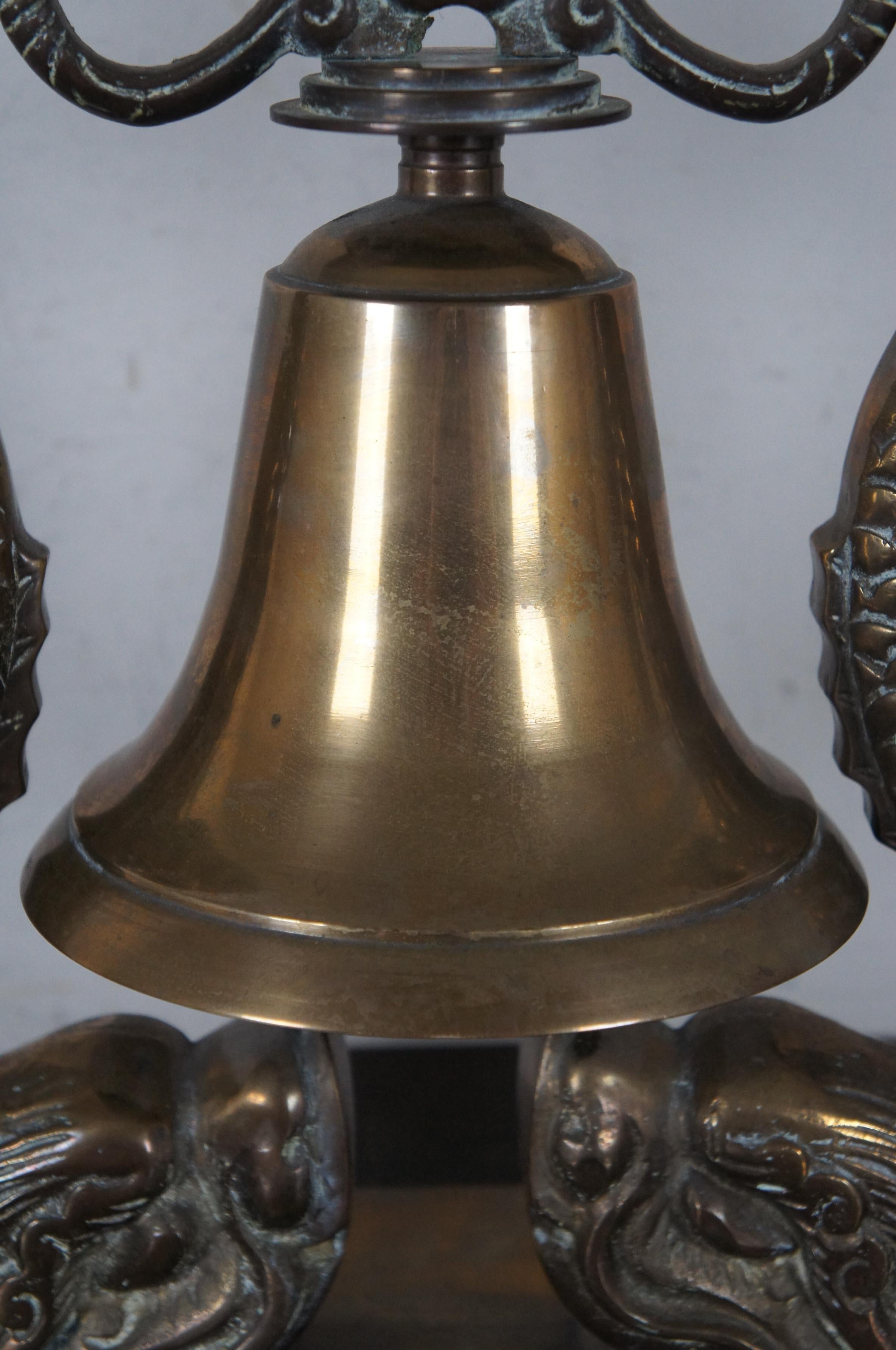 Solid Brass Nautical Navy Bell Submarine Officer Ship Captain Dolphins Maritime 2
