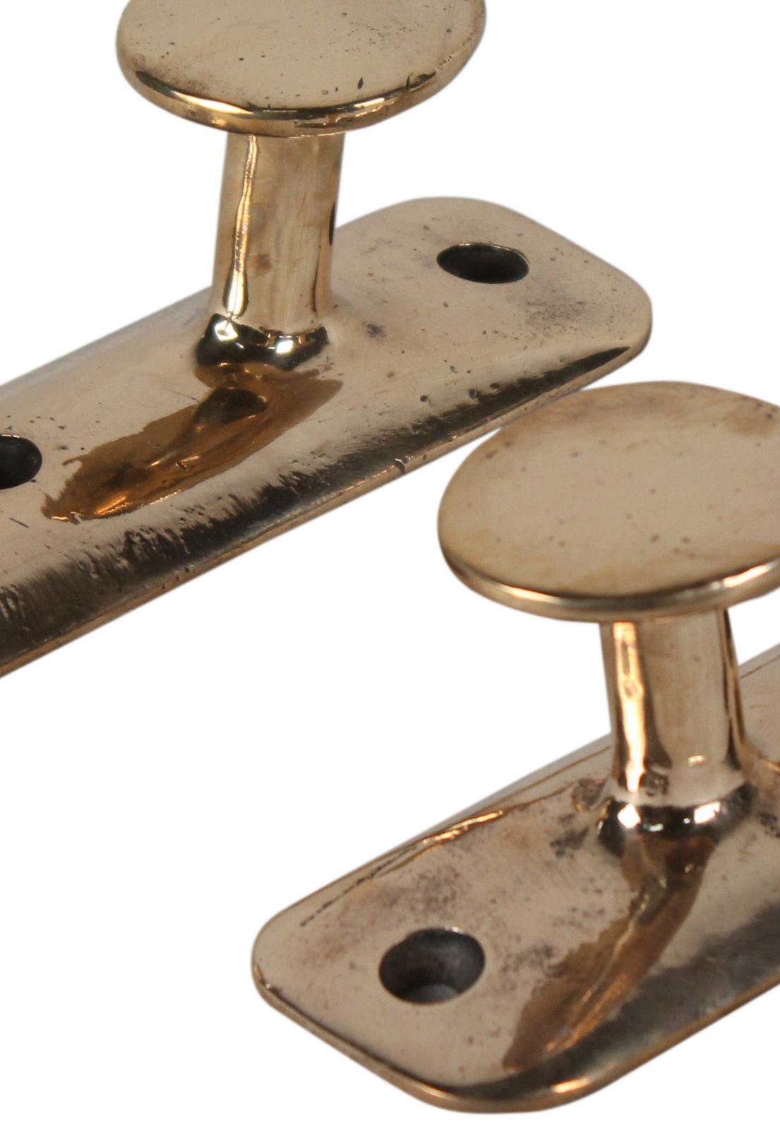 Industrial Solid Brass Nautical Ship's Cleat or Coat Hooks, 1980s. Priced individually. 