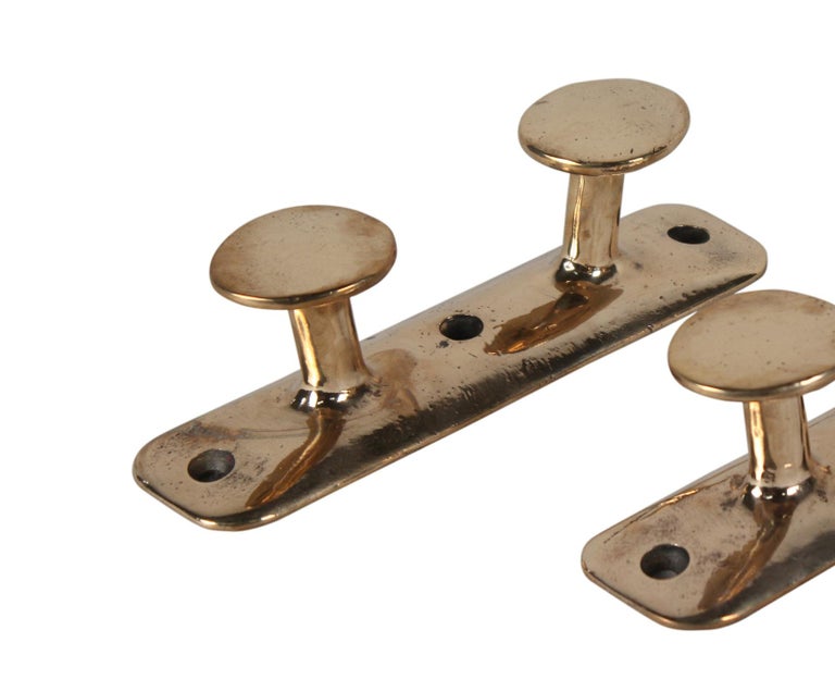 Solid Brass Nautical Ship's Cleat or Coat Hooks, 1980s. Priced individually. For Sale at 1stDibs