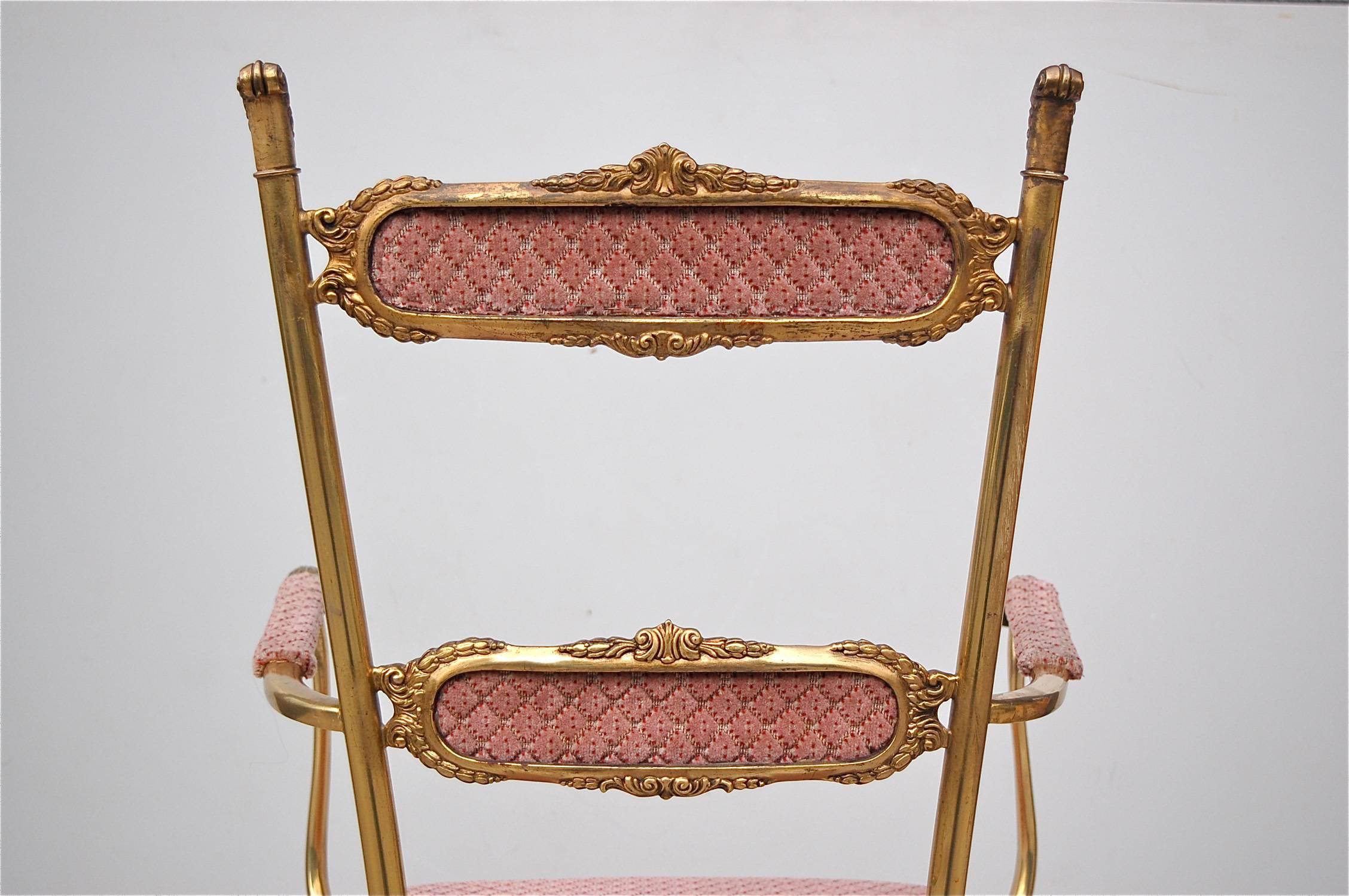 Solid Brass Neoclassical Boudoir Chair, 1950s, Italy 1