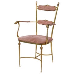 Used Solid Brass Neoclassical Boudoir Chair, 1950s, Italy