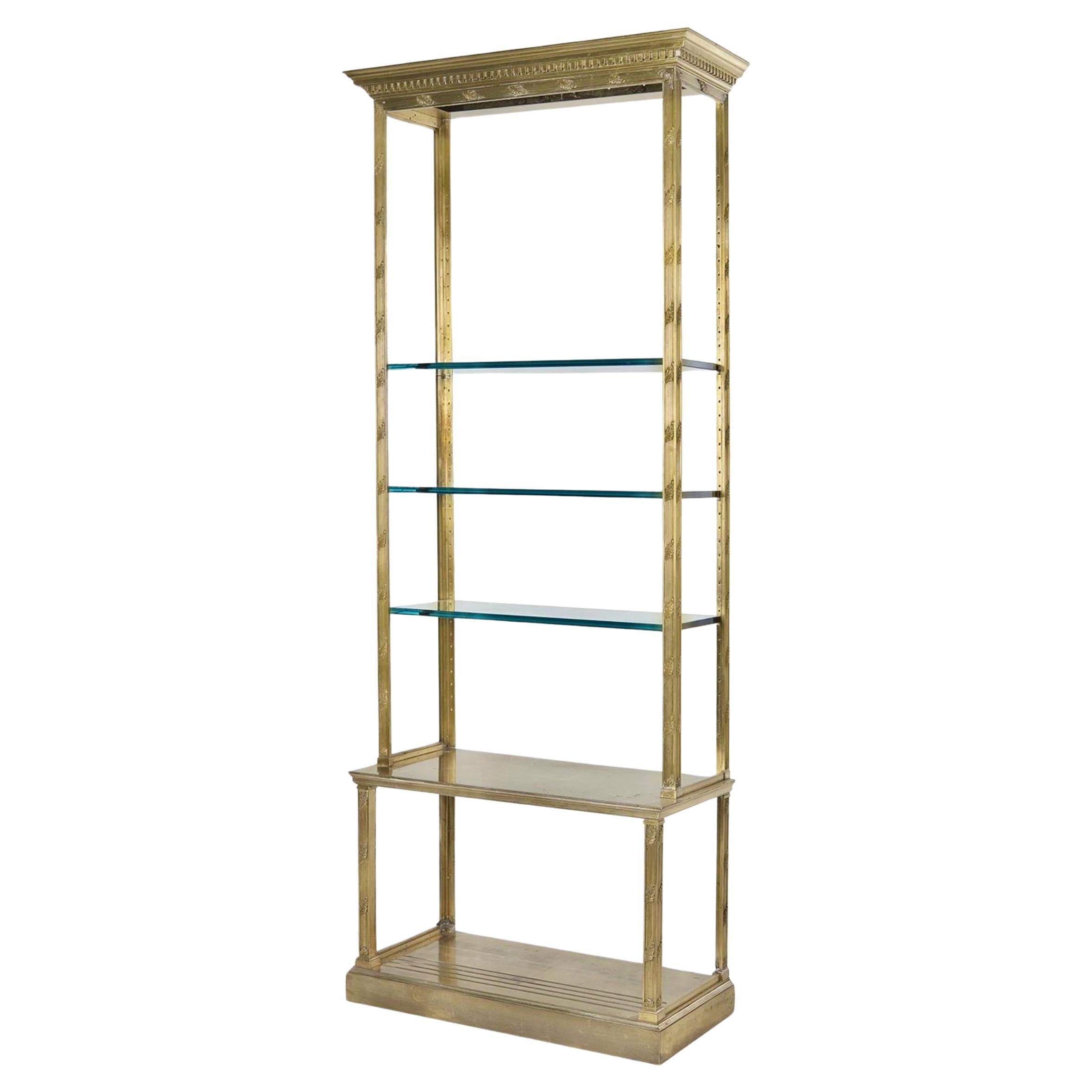 Solid Brass Neoclassical Vitrine Etagere on Stand