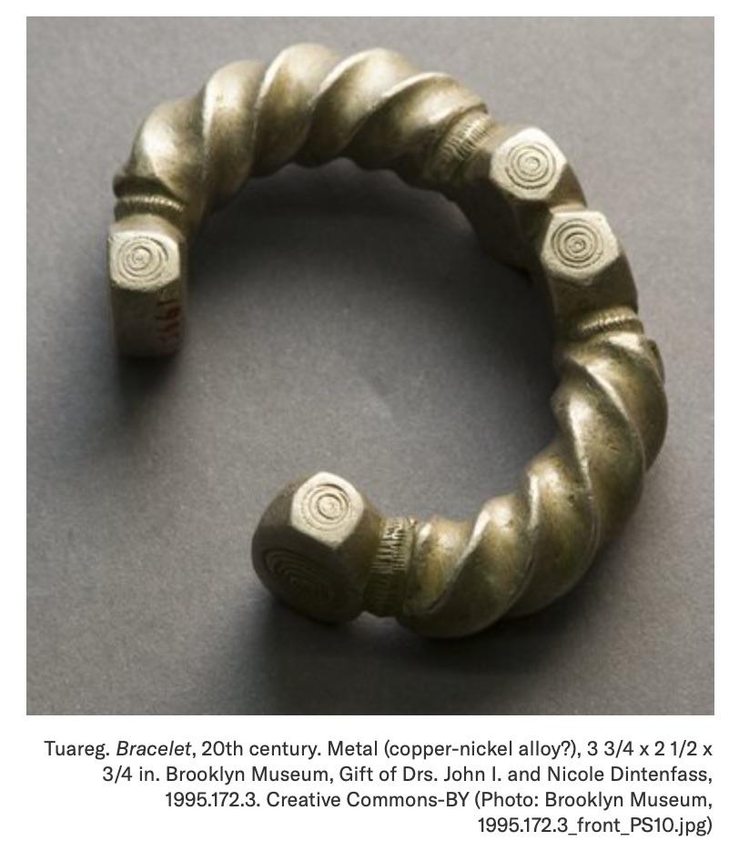 Solid Brass/Nickel Alloy Cuff Bracelet, Nupe People, Nigeria, 20th Century For Sale 4