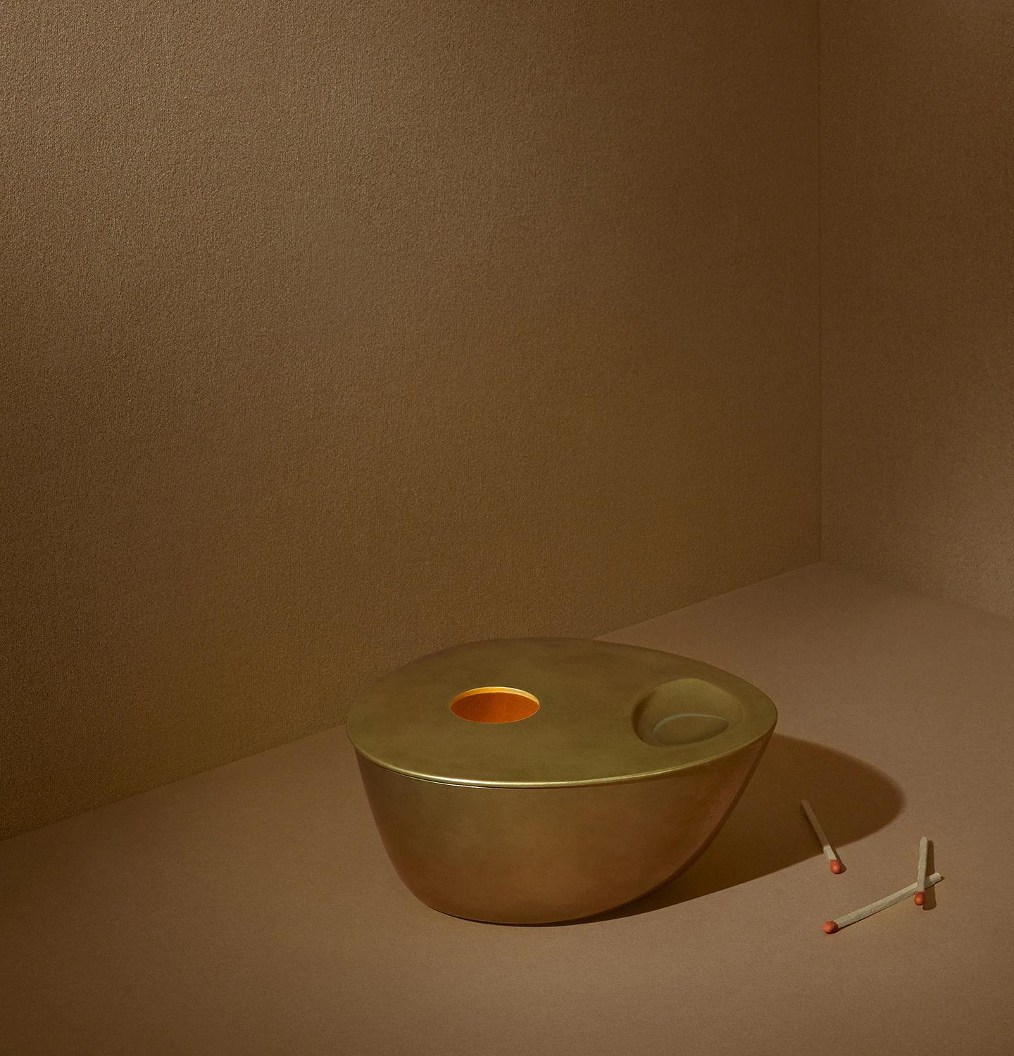 Contemporary Solid Brass Oil Burner by Henry Wilson
