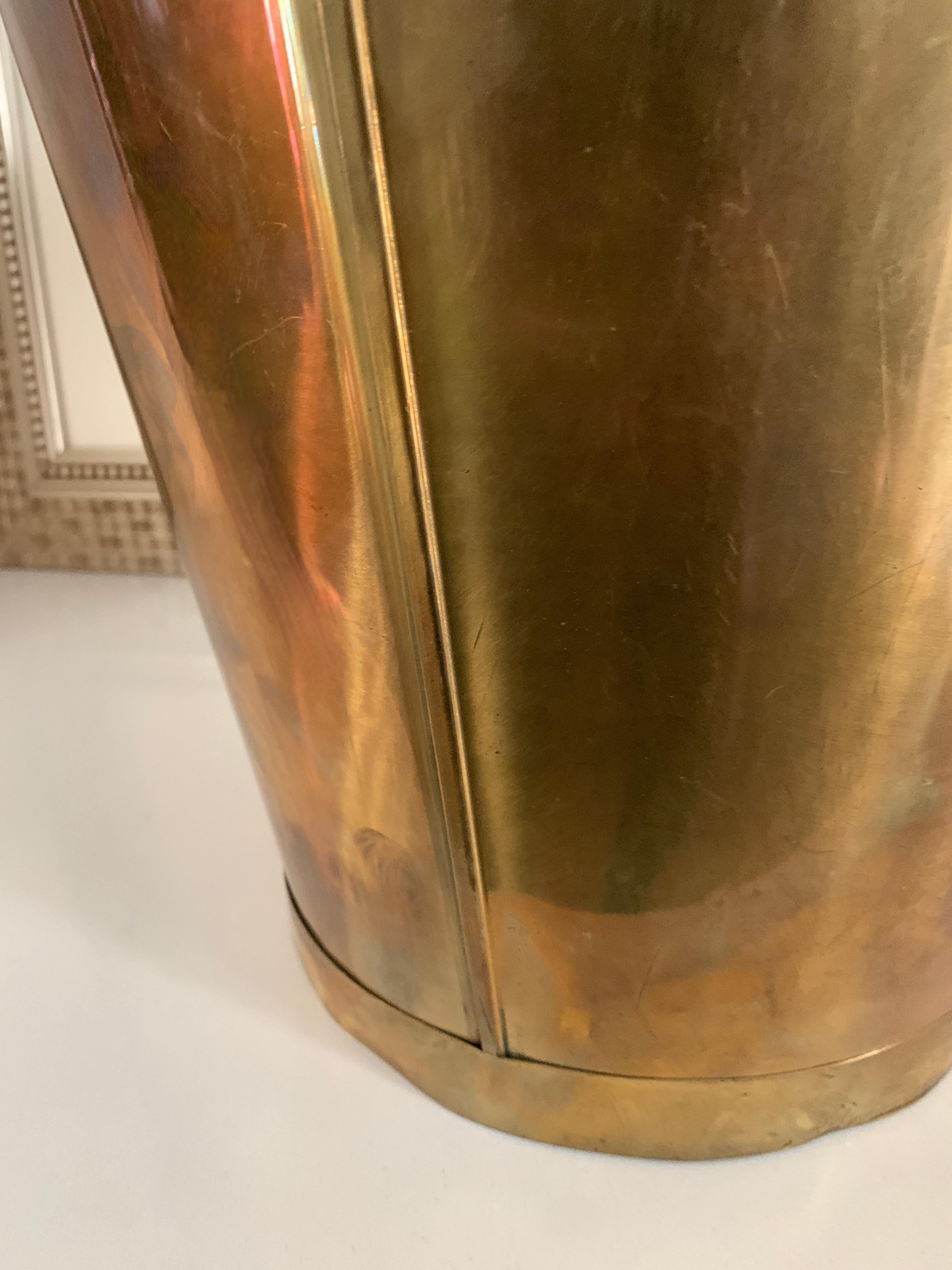 Mid-Century Modern Solid Brass Pale Bucket with Handle