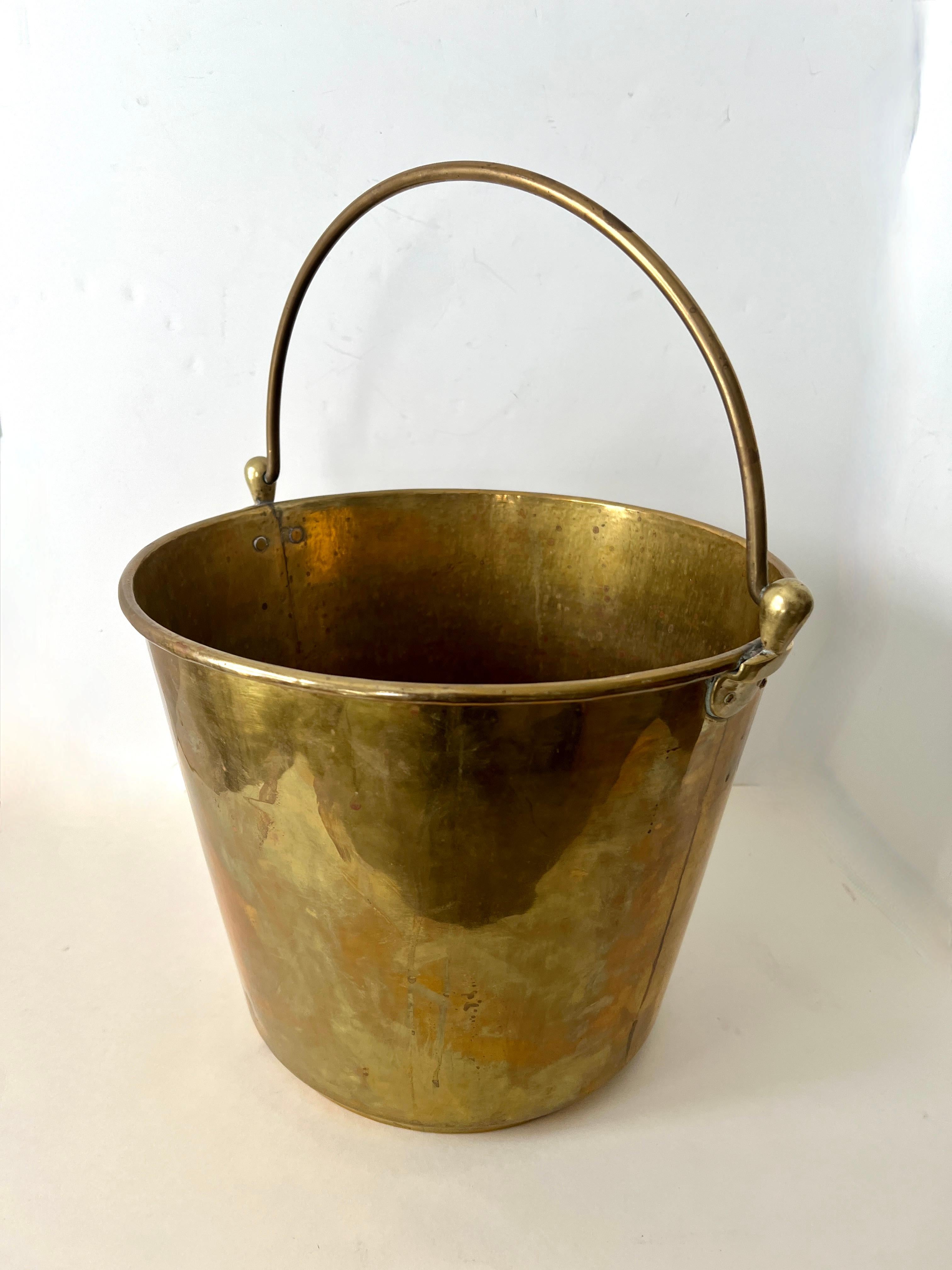 Solid Brass Pale Bucket with Handle For Sale 1