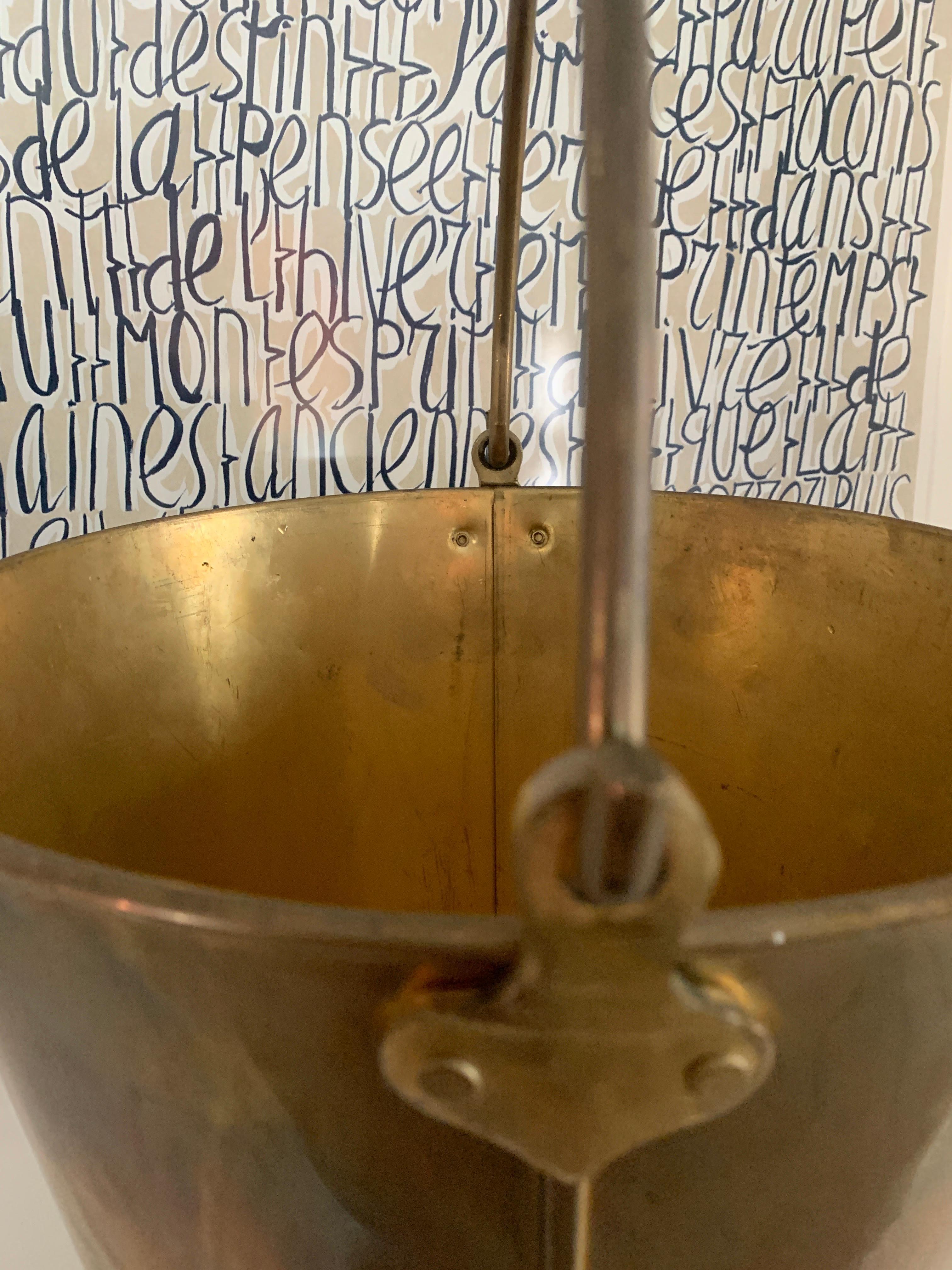 Solid Brass Pale Bucket with Handle In Good Condition In Los Angeles, CA