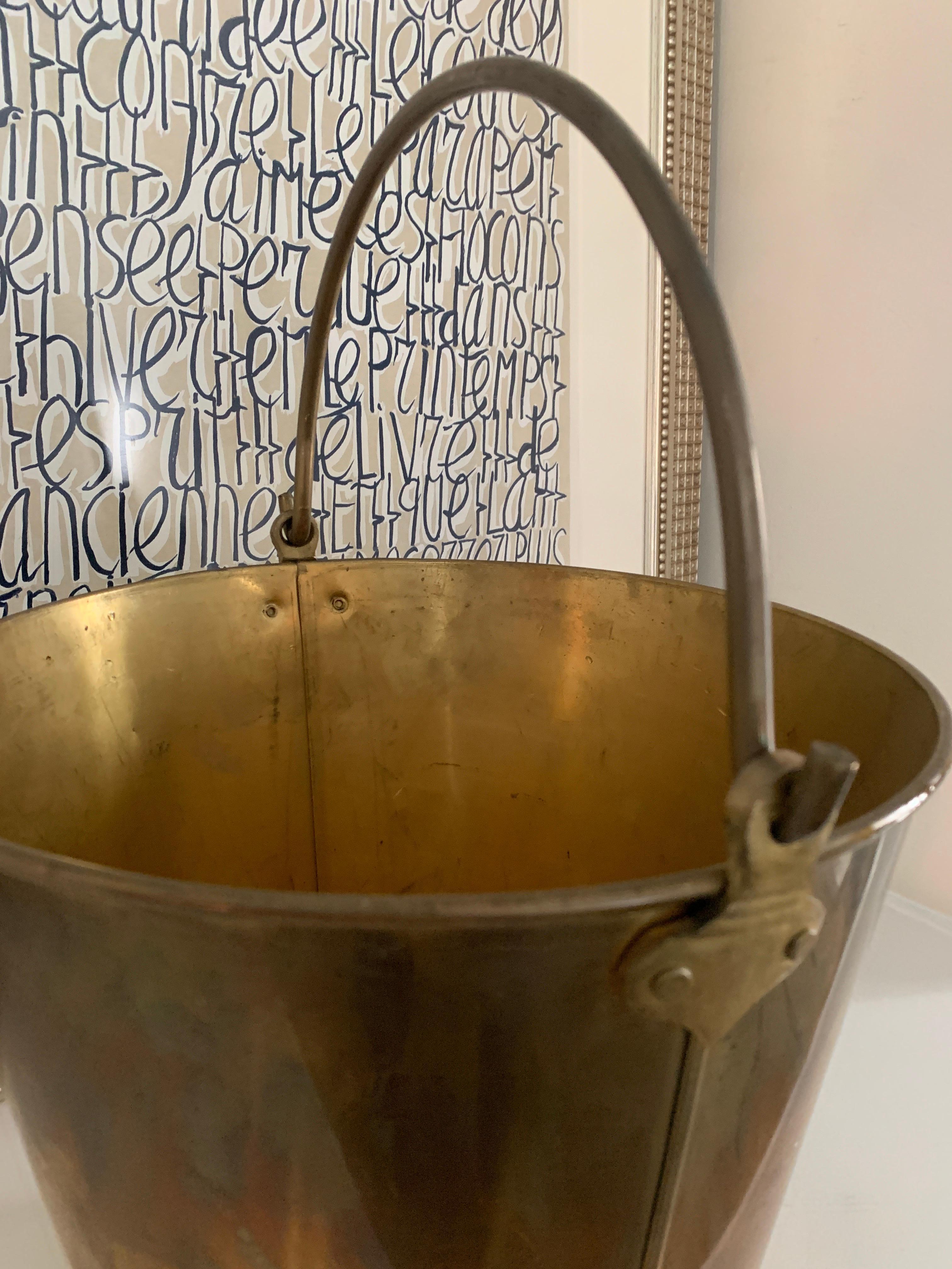 20th Century Solid Brass Pale Bucket with Handle