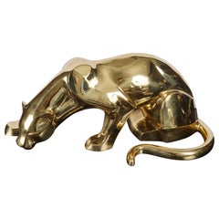 Solid Brass Panther Signed D. Delo, 1980's