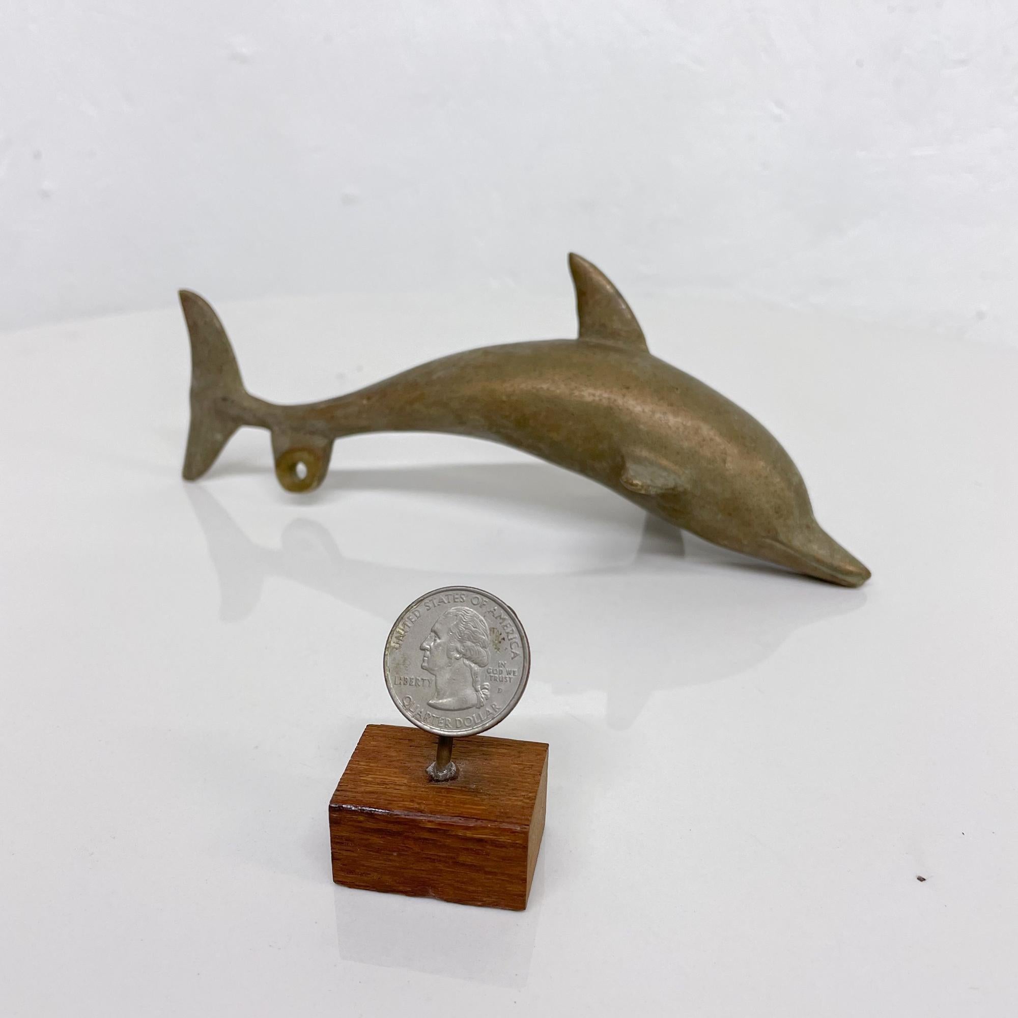 Mid-Century Modern Solid Brass Paperweight Dolphin Sculpture Hangable Art Piece, 1970s