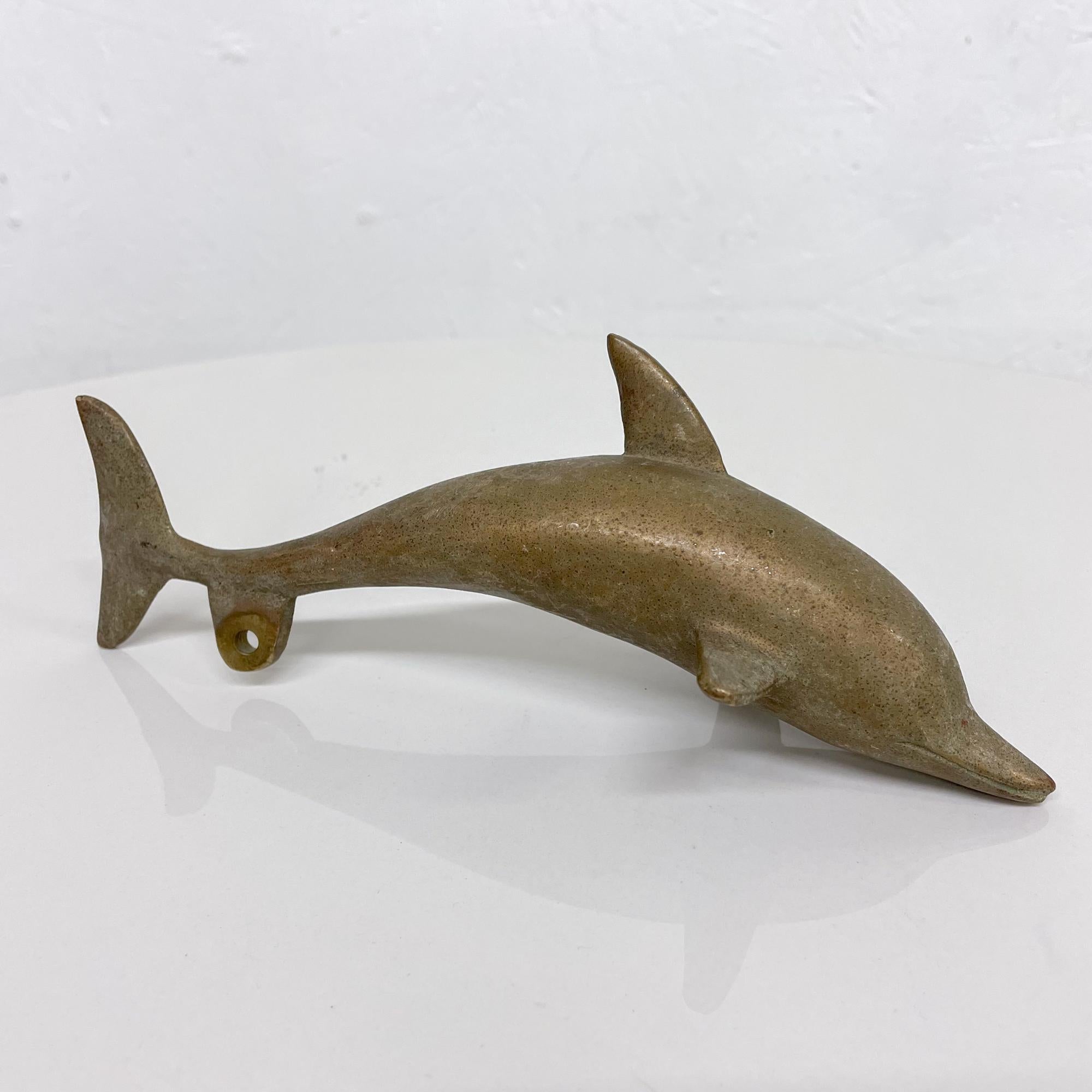 American Solid Brass Paperweight Dolphin Sculpture Hangable Art Piece, 1970s