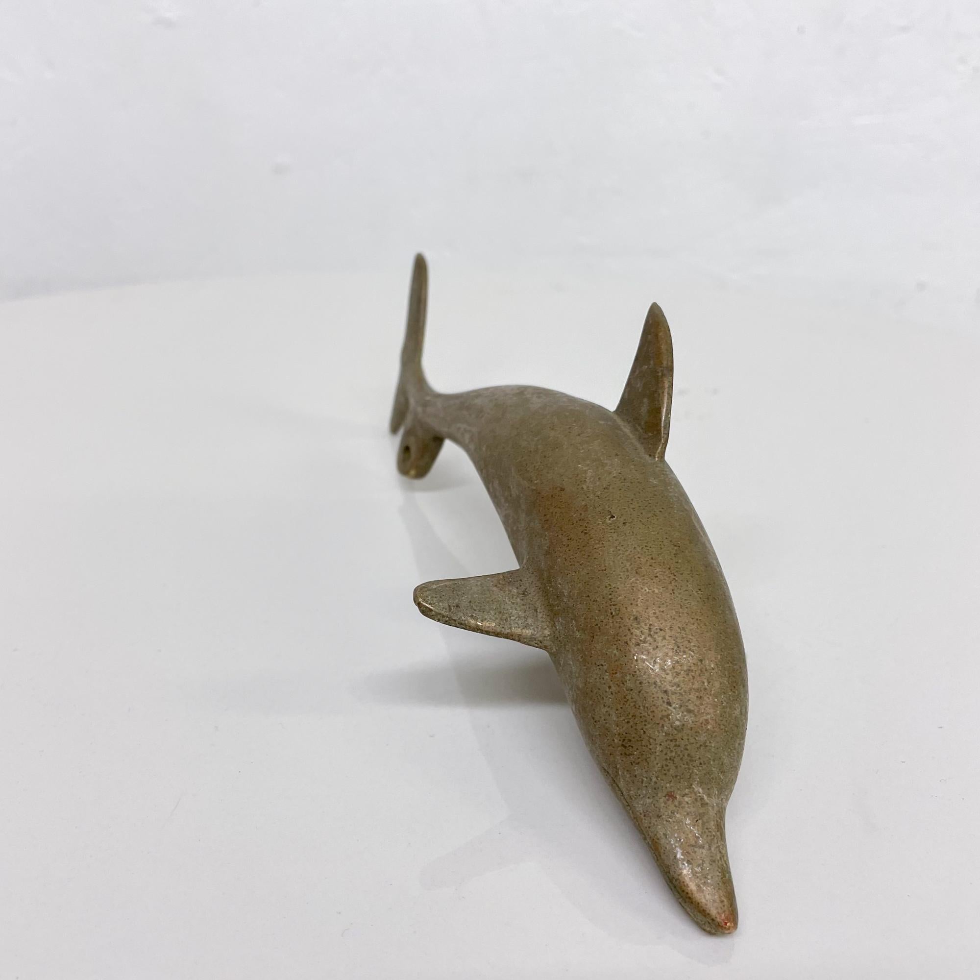 Solid Brass Paperweight Dolphin Sculpture Hangable Art Piece, 1970s In Good Condition In Chula Vista, CA
