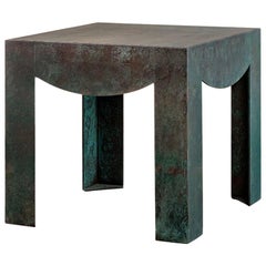 Solid Brass Pelle Side Table with Verdigris Patina Finish by Kelly Wearstler