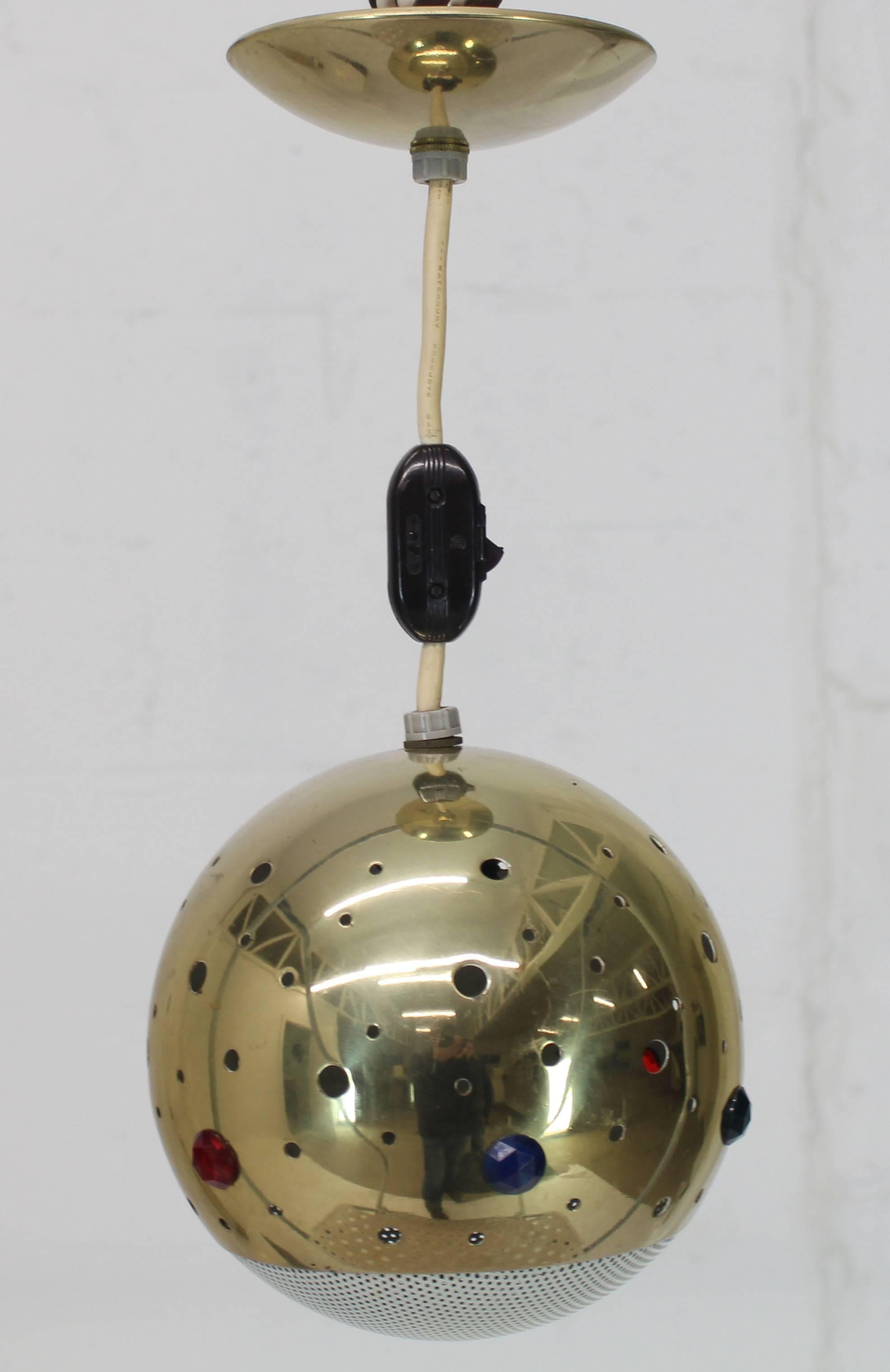 High quality pieced brass sphere light fixture pendant.
