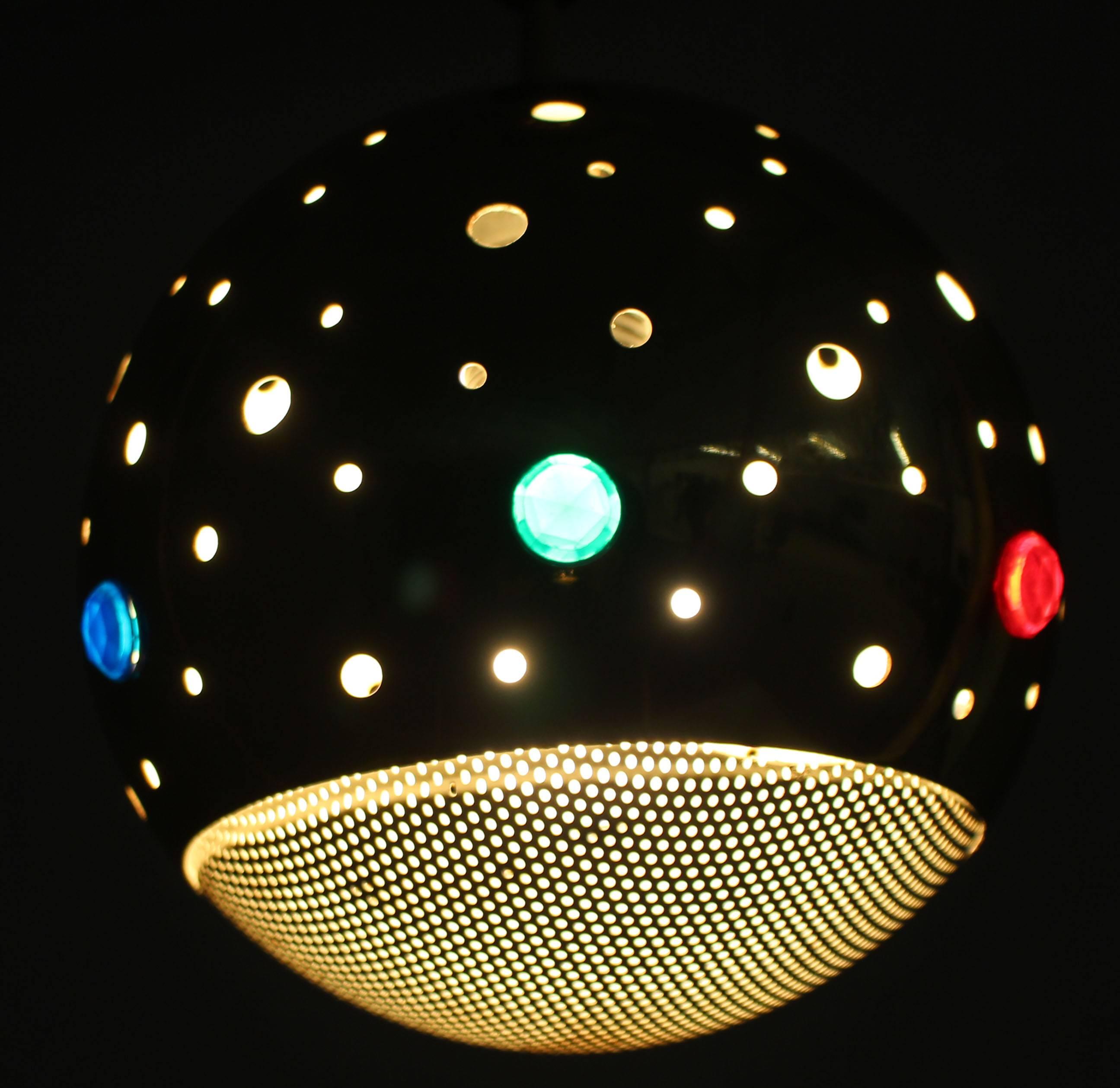 Polished Solid Brass Pieced Ball Light Fixture Pendant