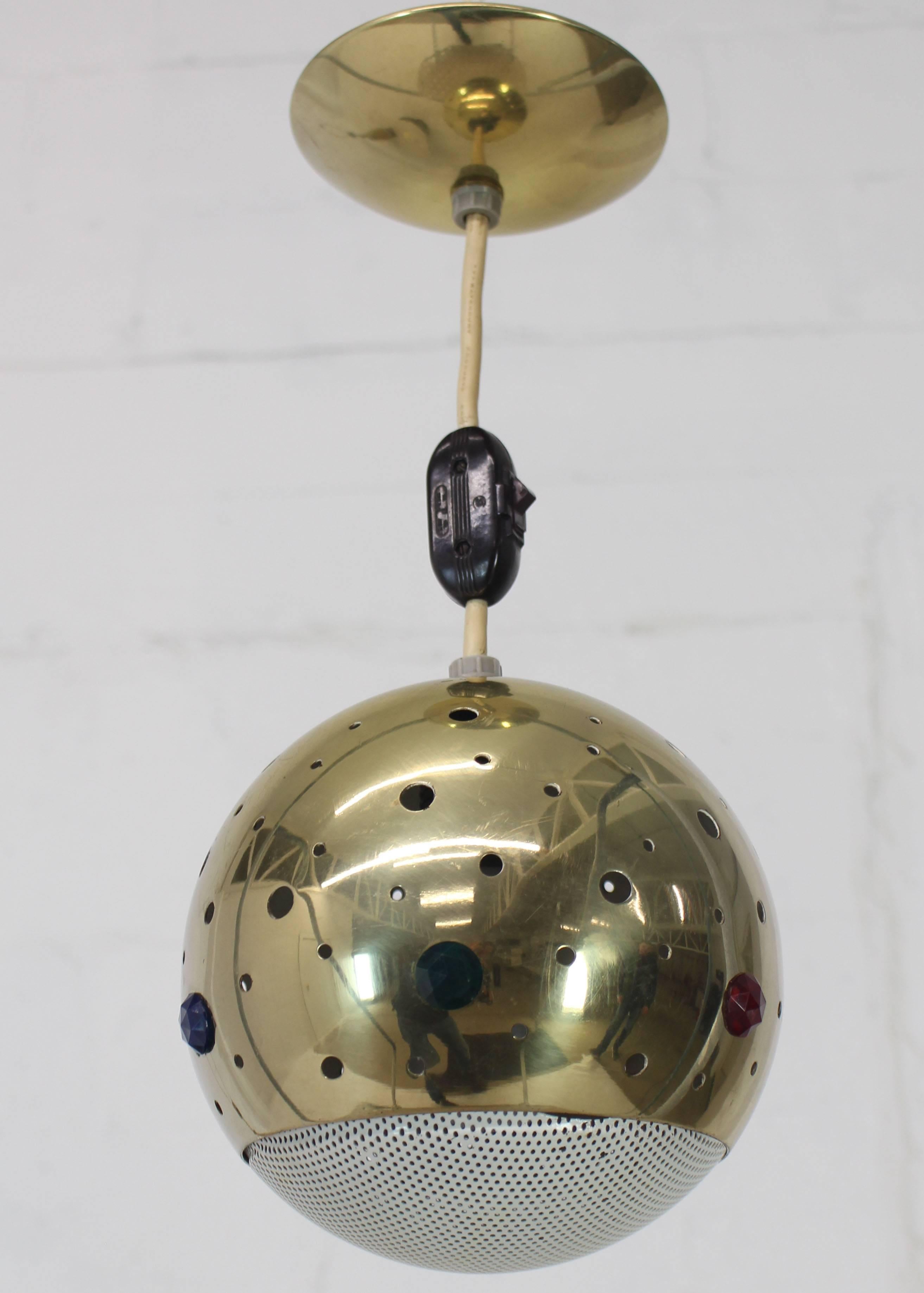 Solid Brass Pieced Ball Light Fixture Pendant In Excellent Condition In Rockaway, NJ