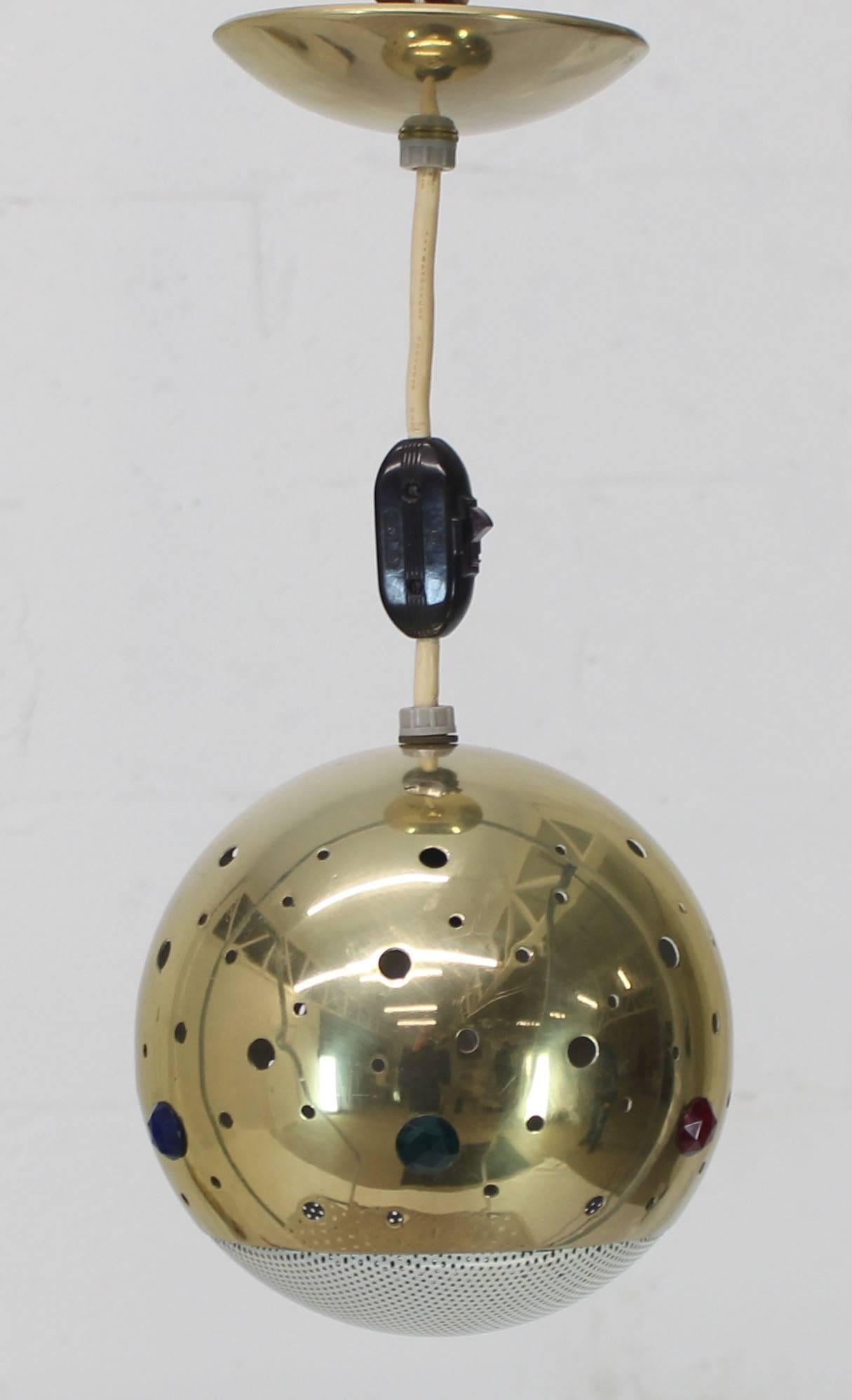 20th Century Solid Brass Pieced Ball Light Fixture Pendant