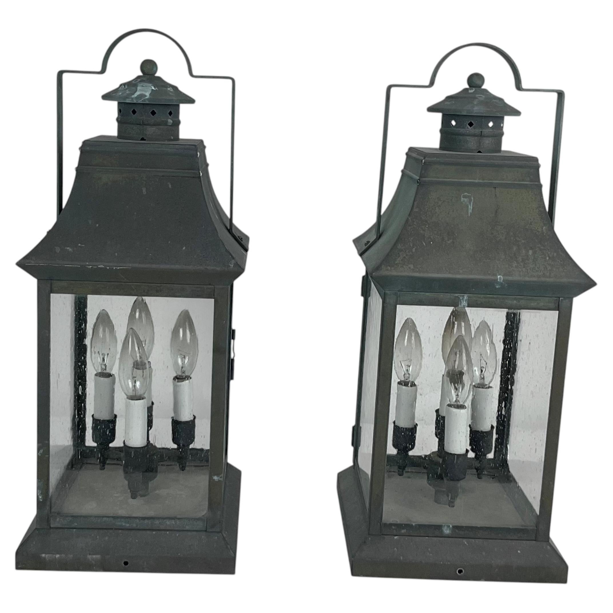 Solid Brass Pillar Top Lanterns For Sale