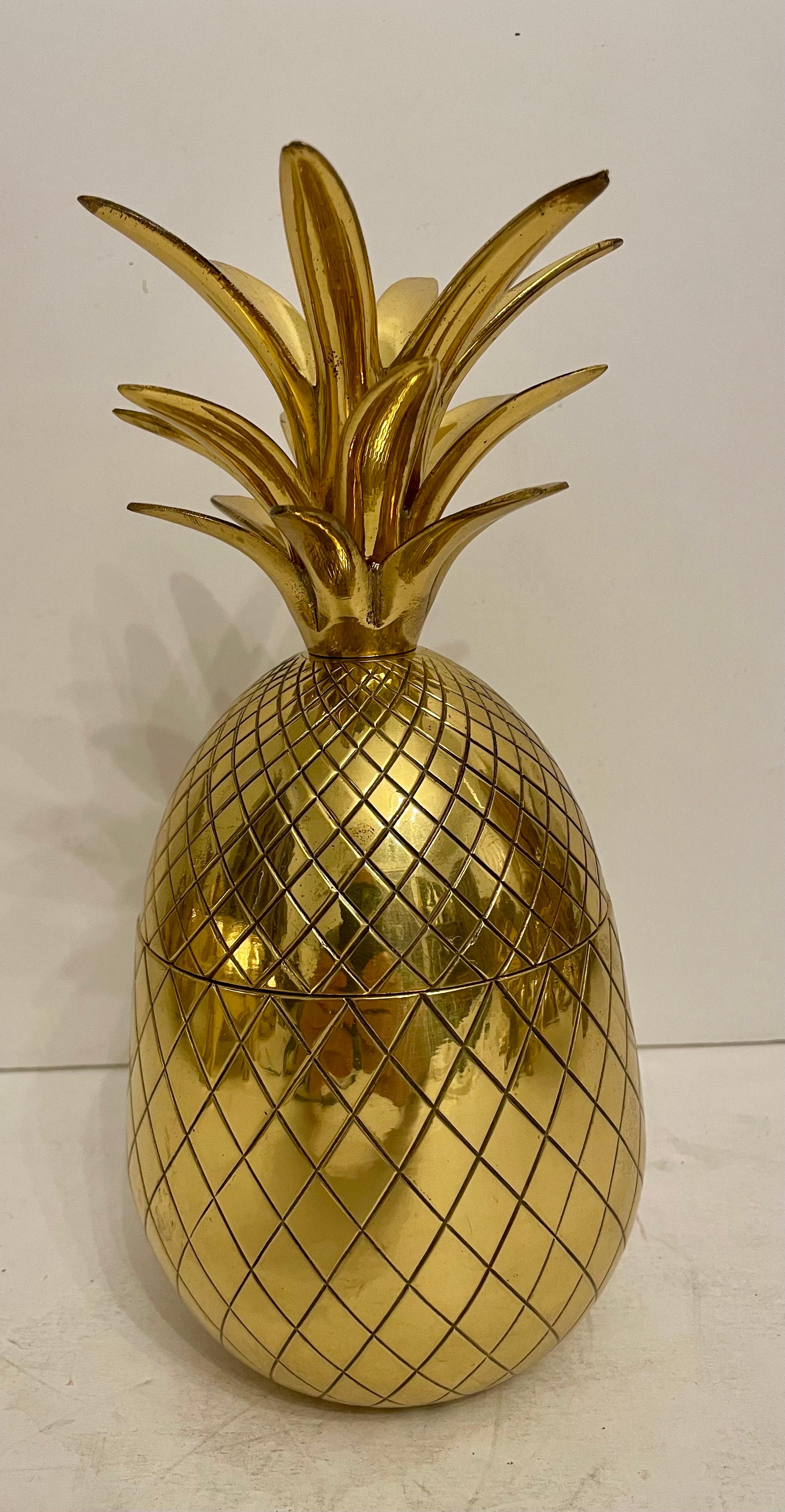 Solid Brass Pineapple Covered Container For Sale 4