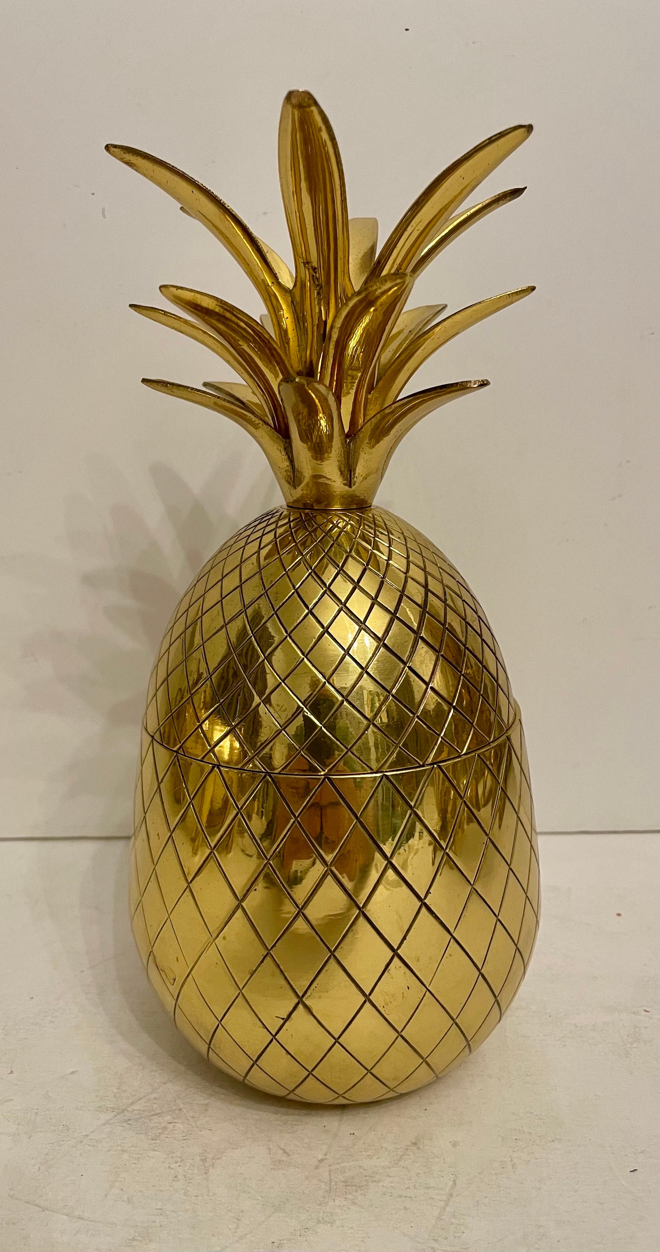 Solid Brass Pineapple Covered Container For Sale 5