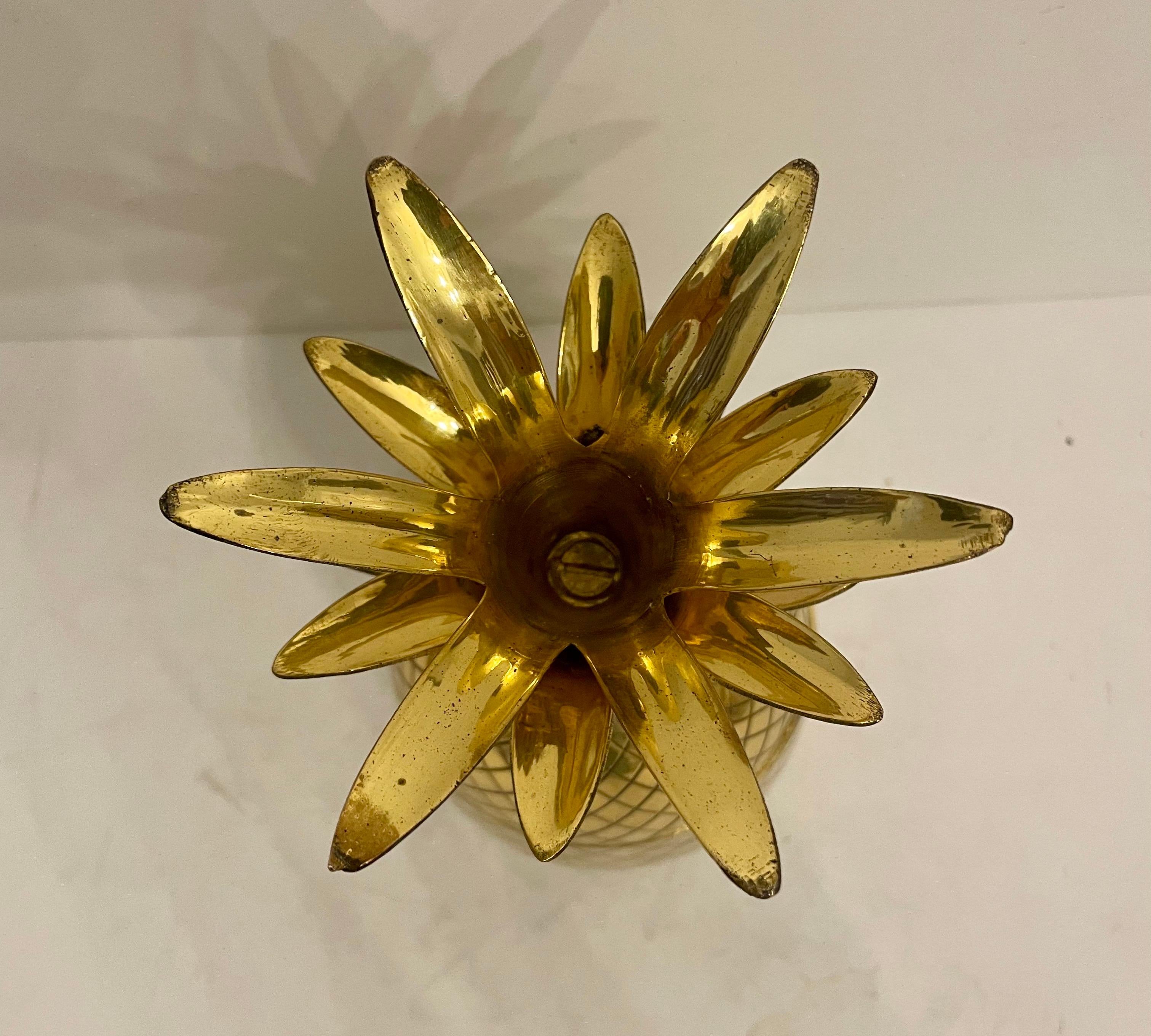 Hollywood Regency Solid Brass Pineapple Covered Container For Sale