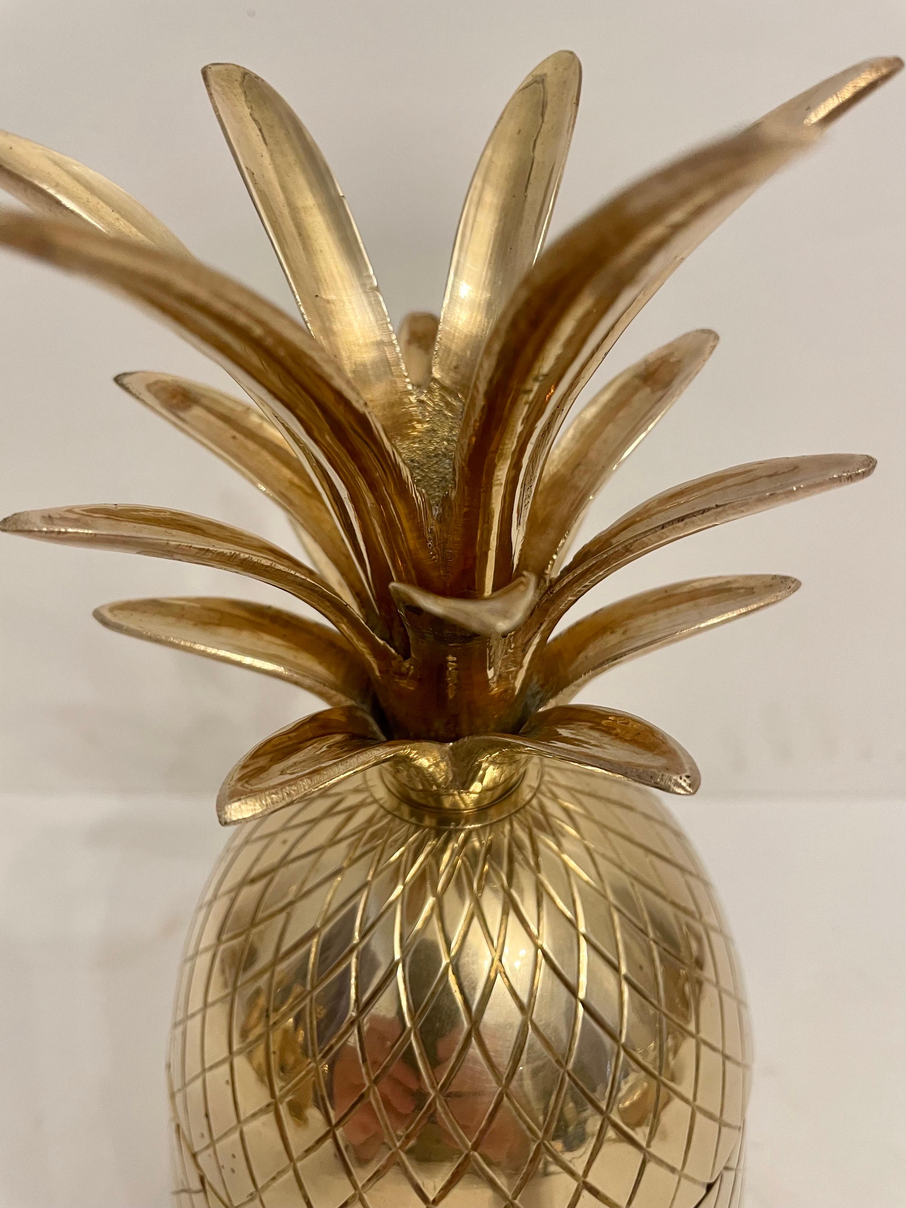 Unknown Solid Brass Pineapple Covered Container For Sale
