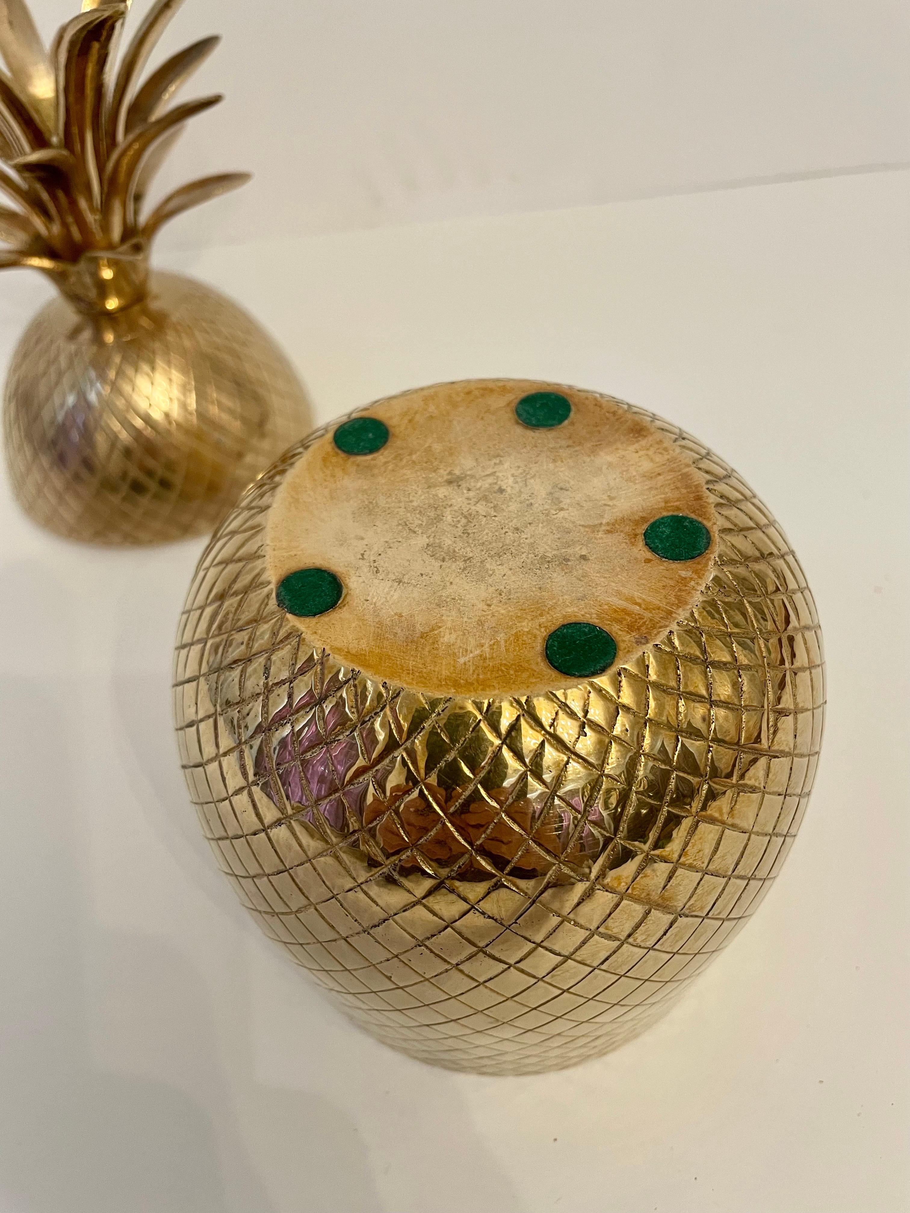 Solid Brass Pineapple Covered Container In Good Condition In New York, NY