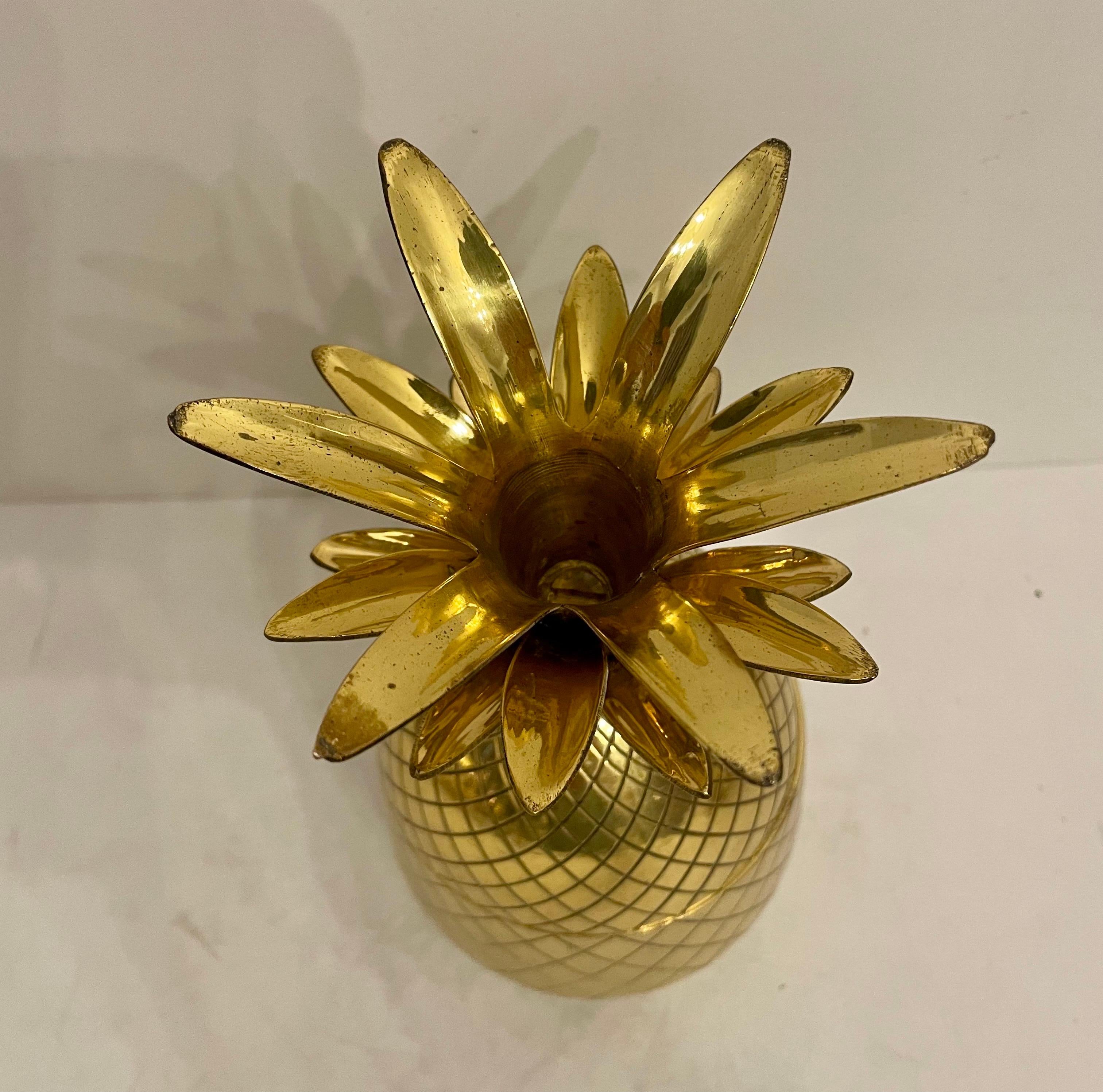 Solid Brass Pineapple Covered Container In Good Condition For Sale In New York, NY