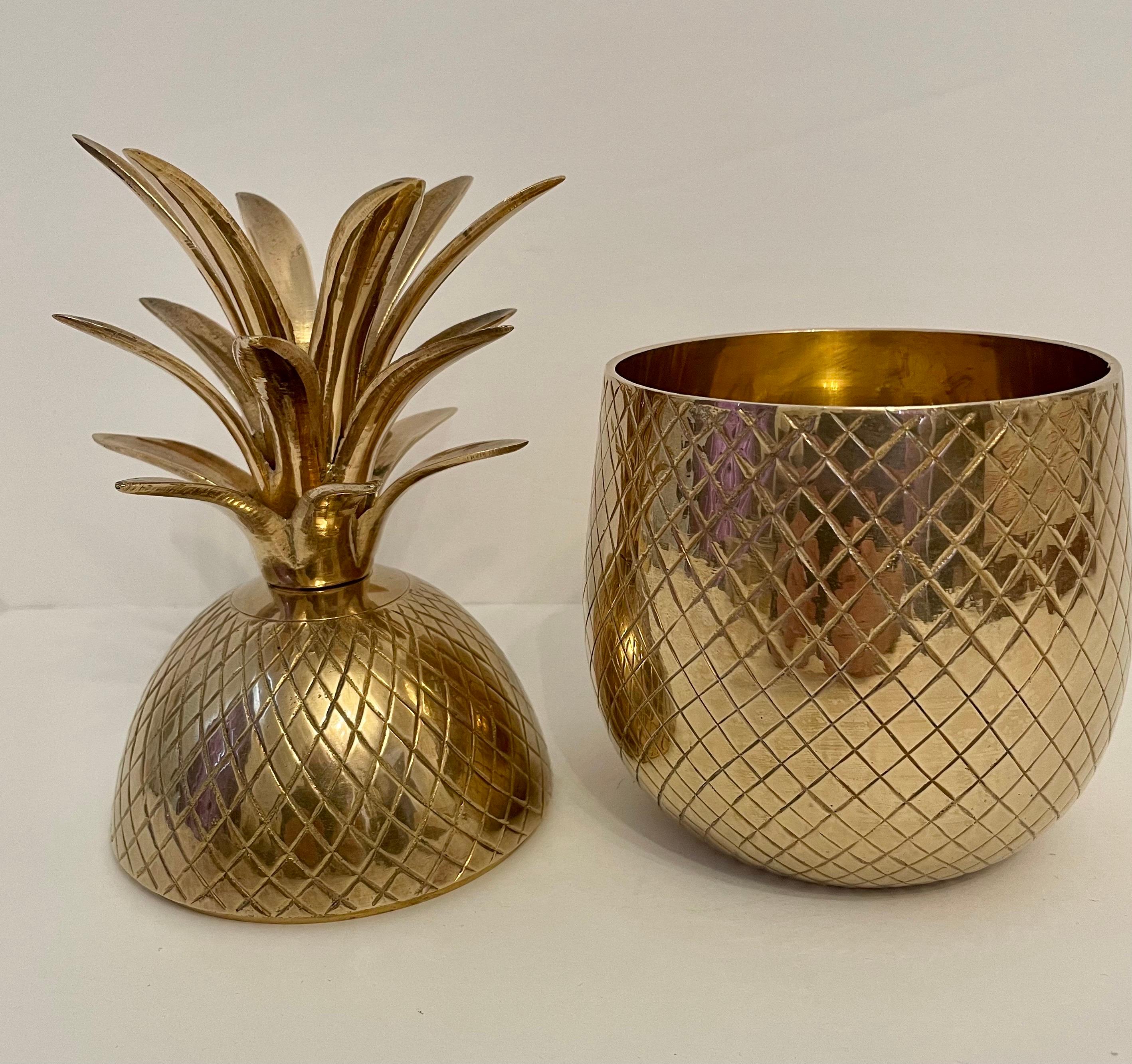 20th Century Solid Brass Pineapple Covered Container