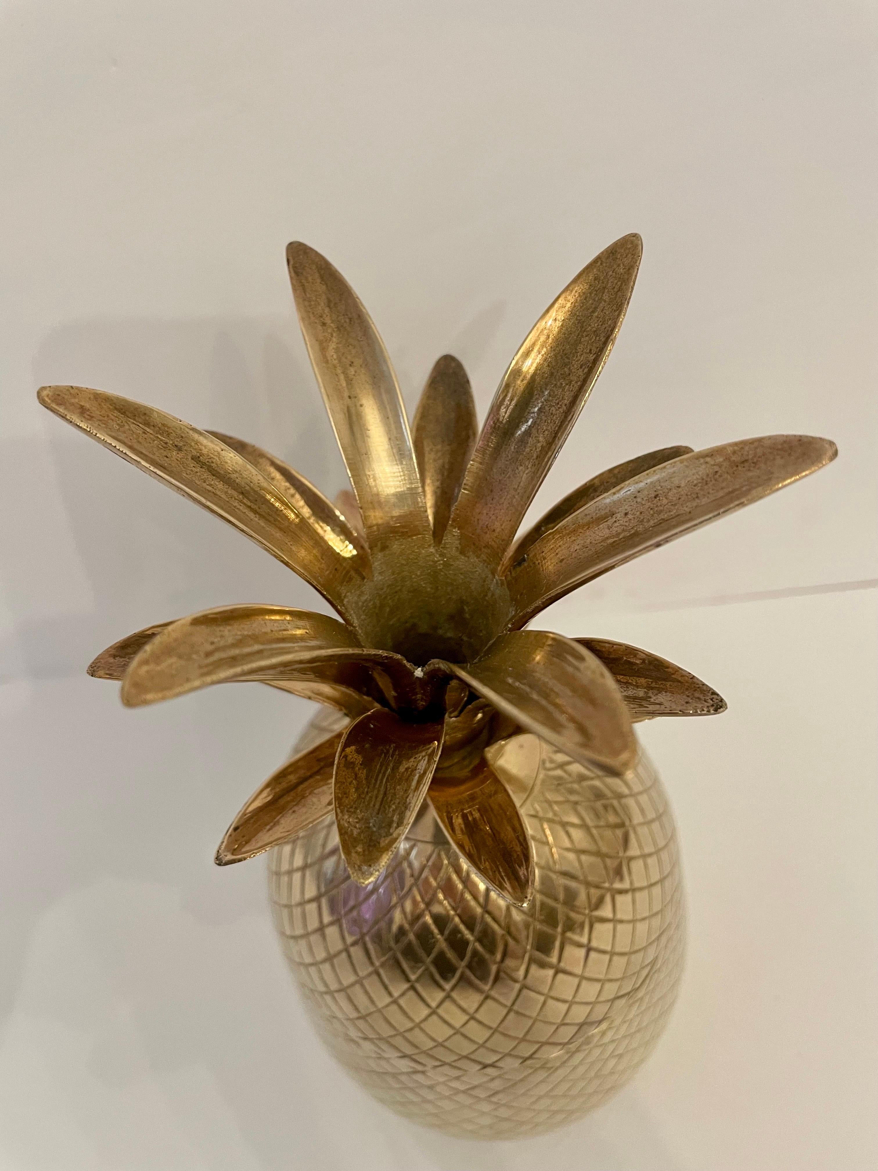 Solid Brass Pineapple Covered Container 1