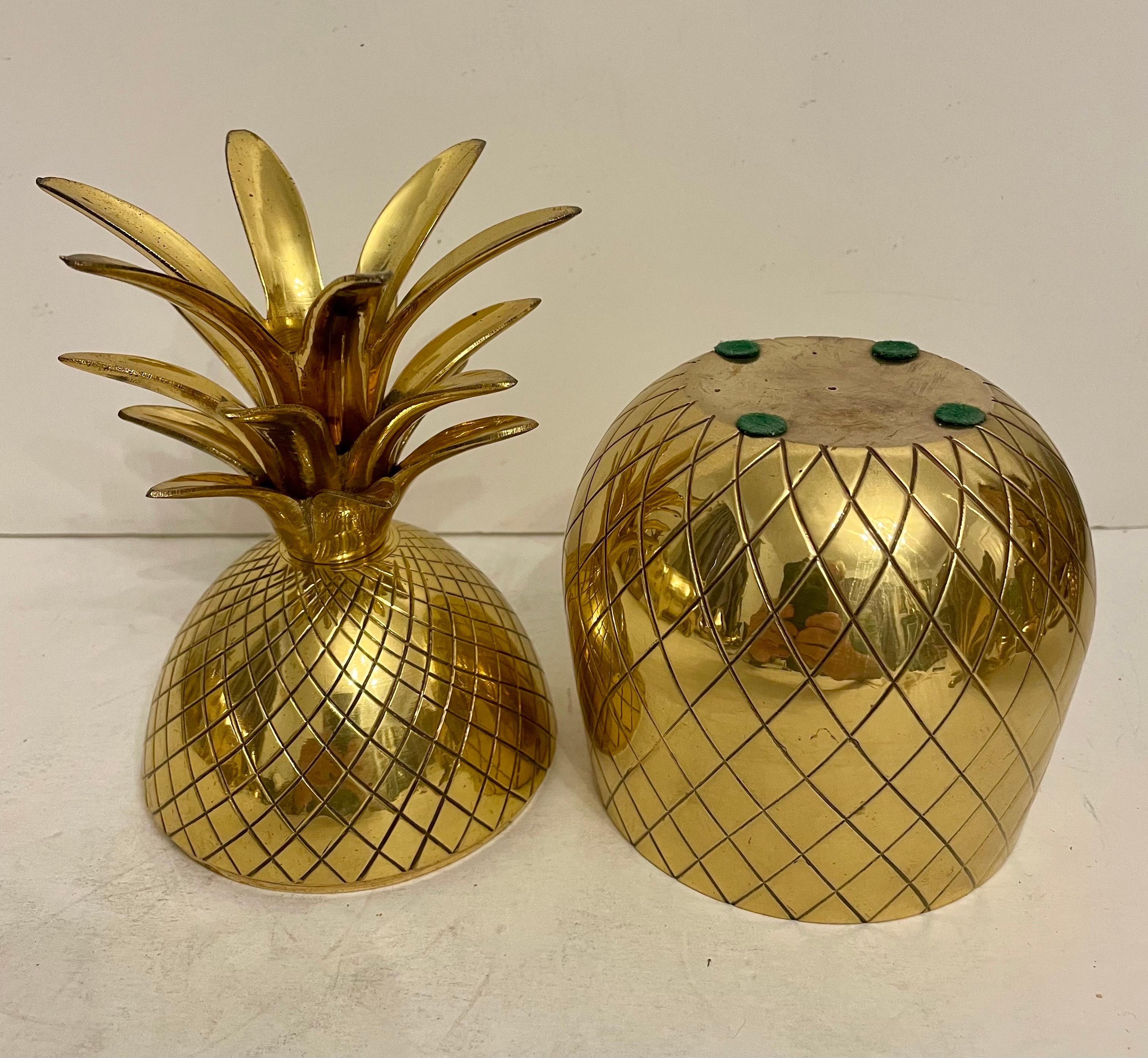 Solid Brass Pineapple Covered Container For Sale 1