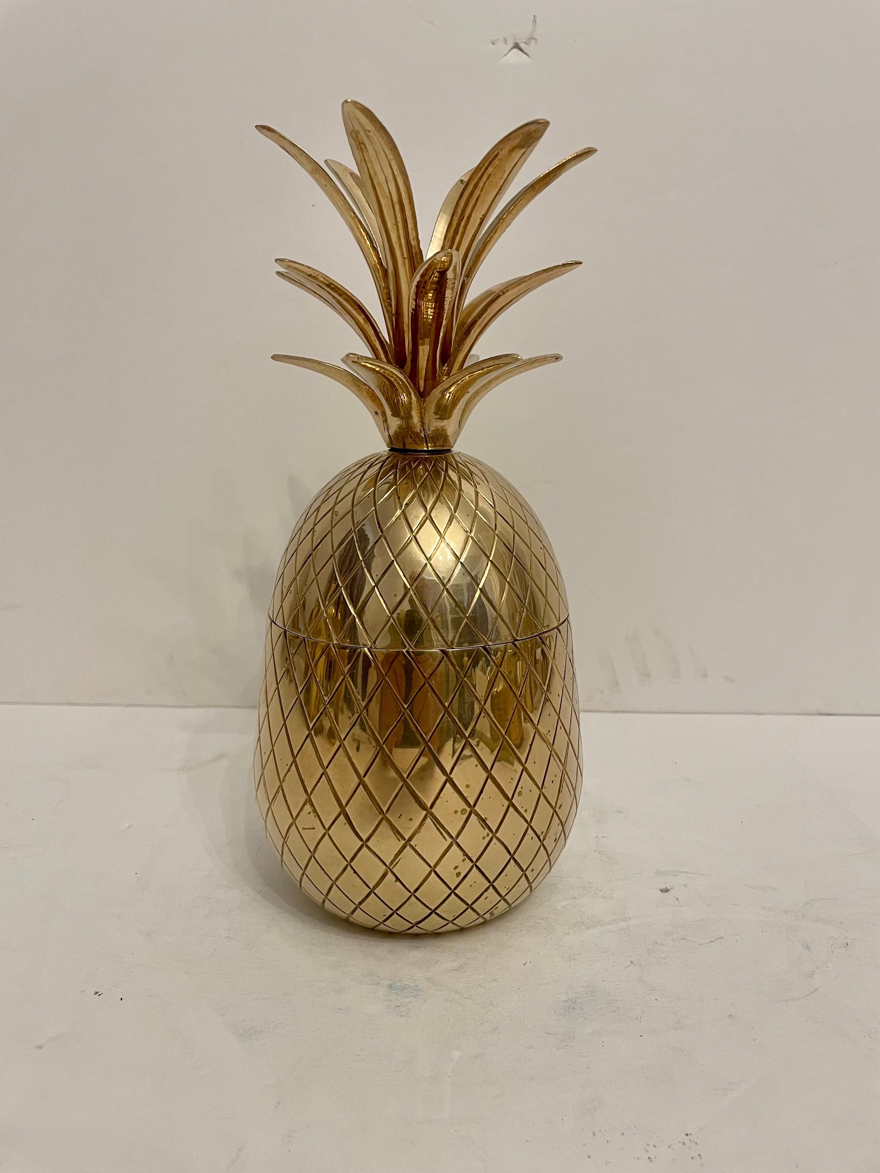 Solid Brass Pineapple Covered Container For Sale 2
