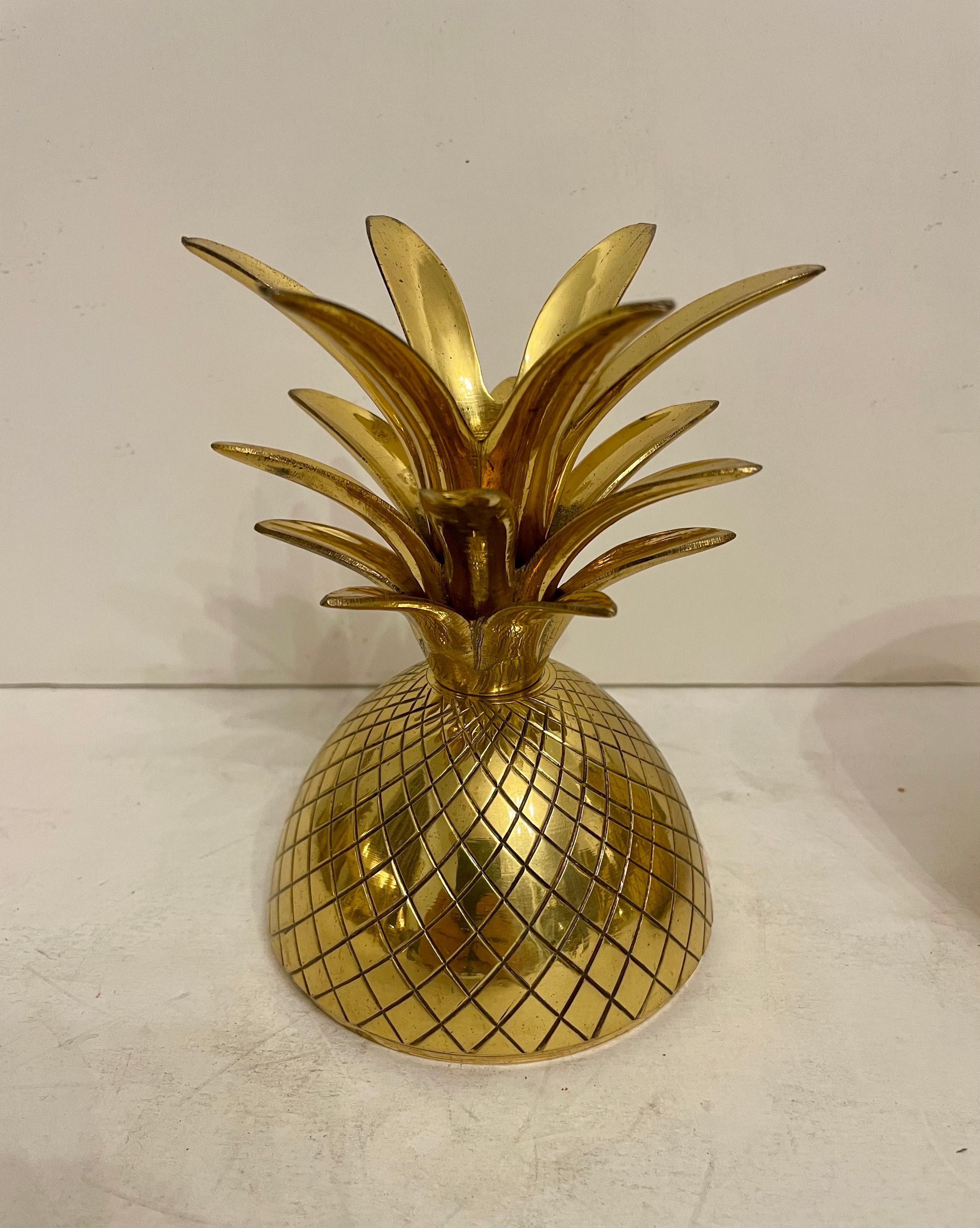 Solid Brass Pineapple Covered Container For Sale 2