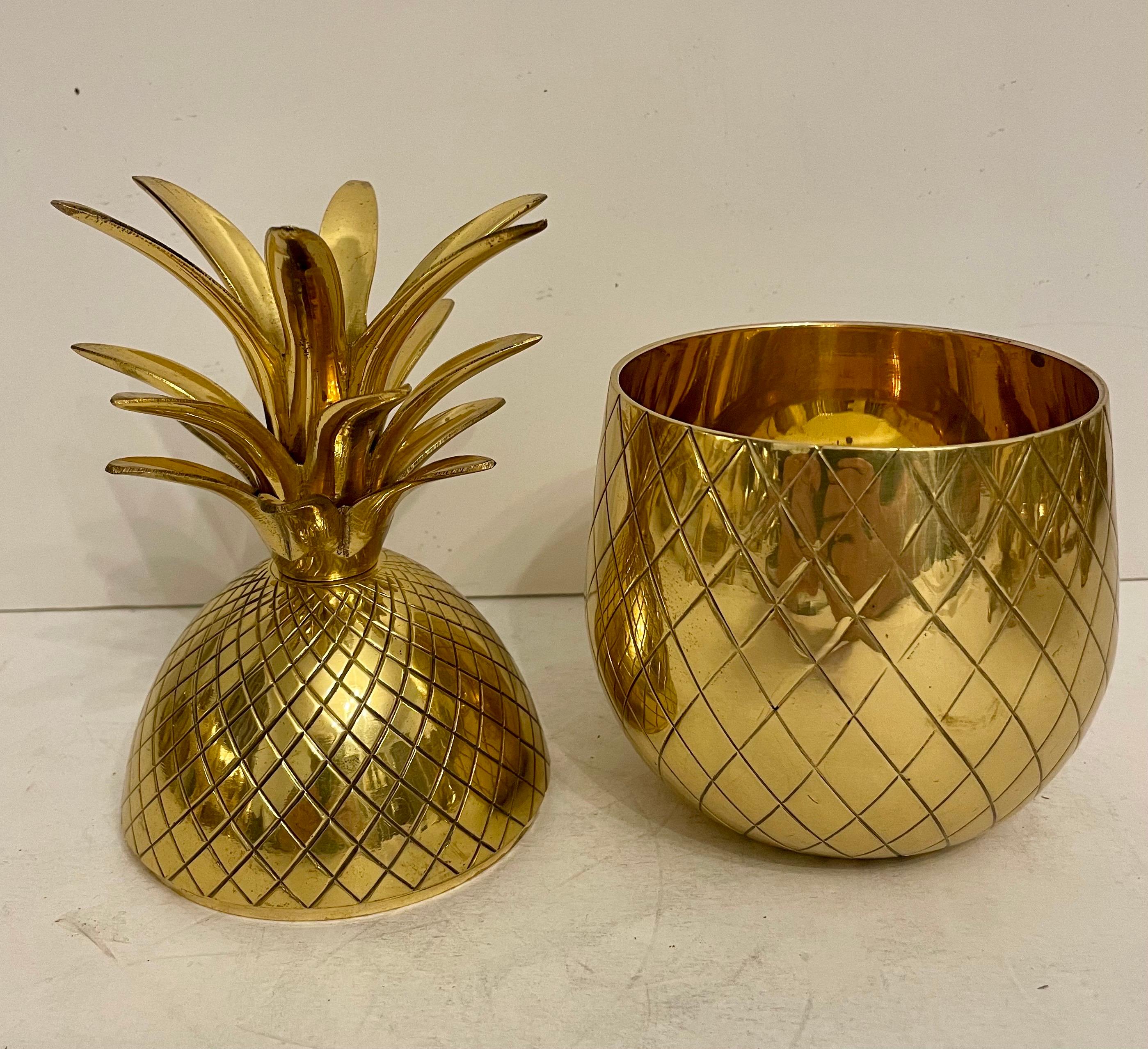 Solid Brass Pineapple Covered Container For Sale 3
