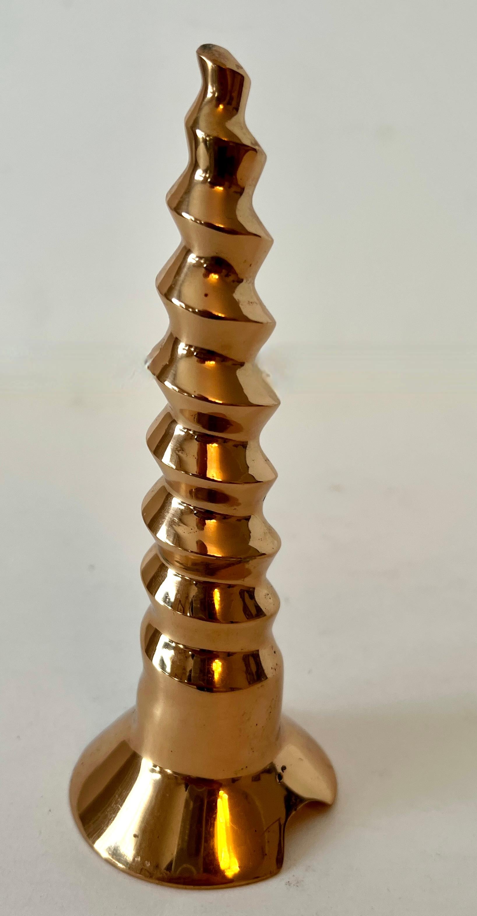 Mid-Century Modern Solid Brass Polished Screw Paperweight For Sale